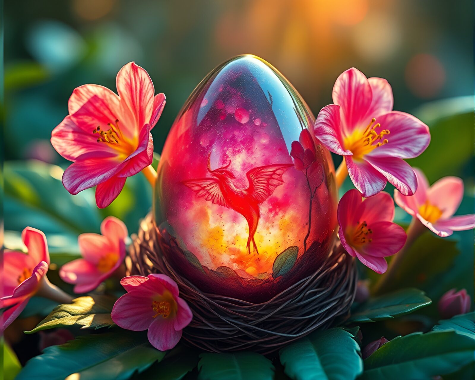 Vibrant dragon egg in watercolor with dramatic lighting