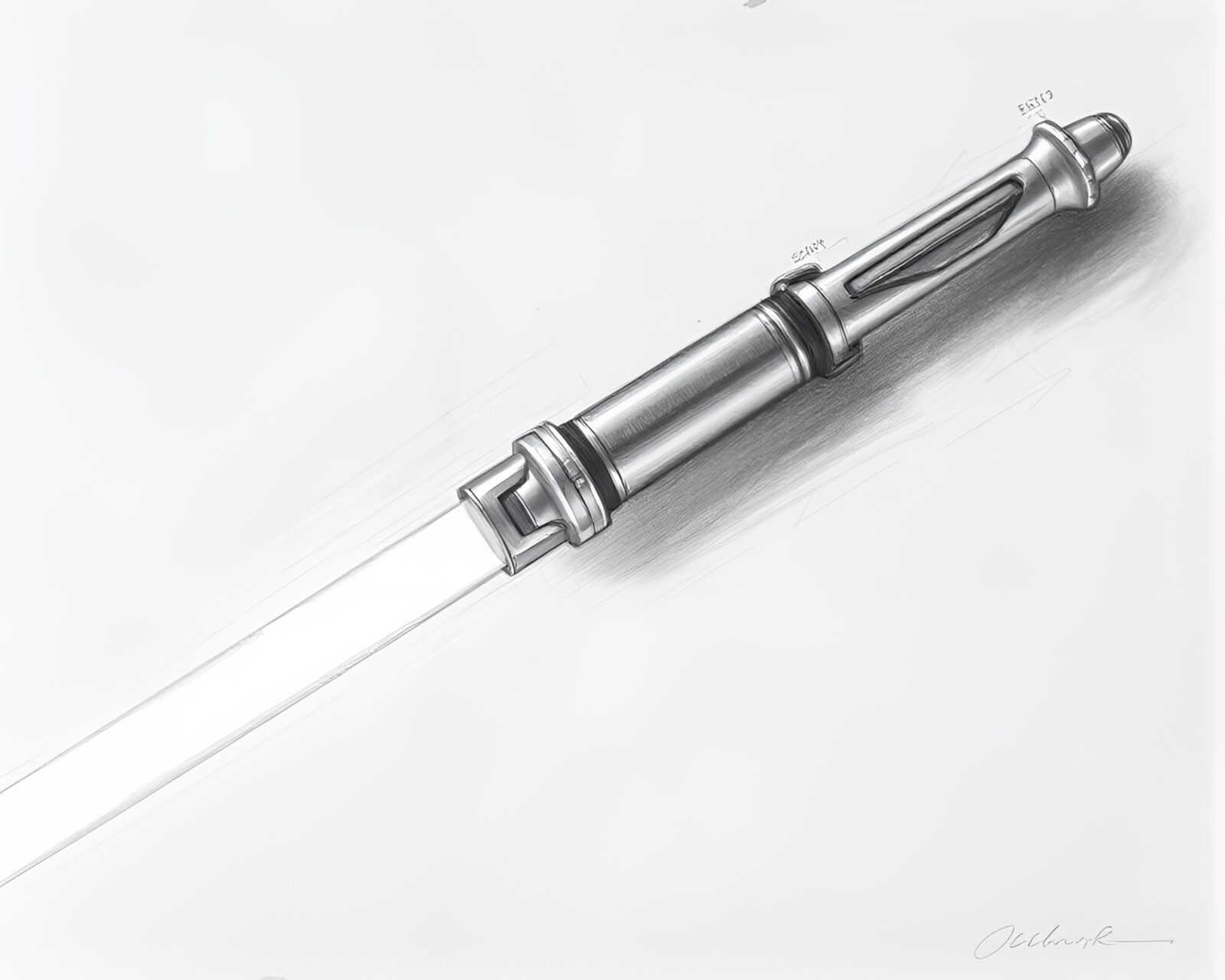 Fantasy battle with laser swords in pencil drawing