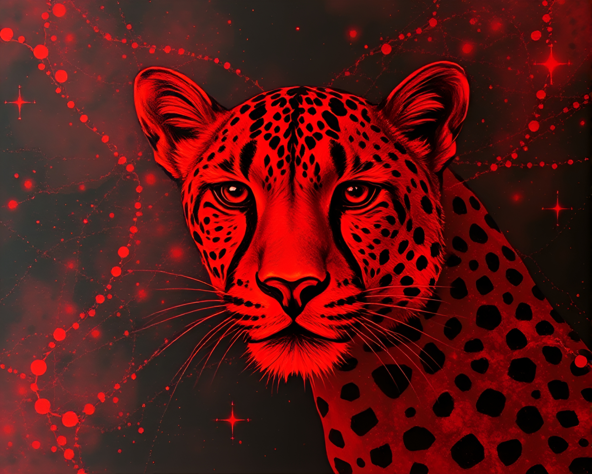 Cheetah Spirit in Volcanic Encaustic Fractals – free AI stock image