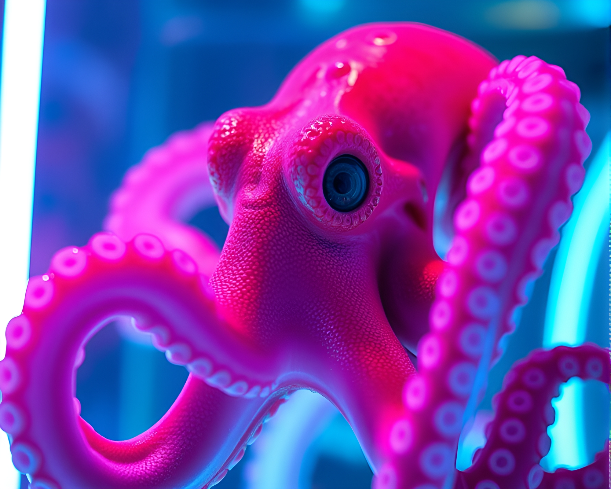 Glowing Octopus Encounter in Crystal Clarity – free AI stock image