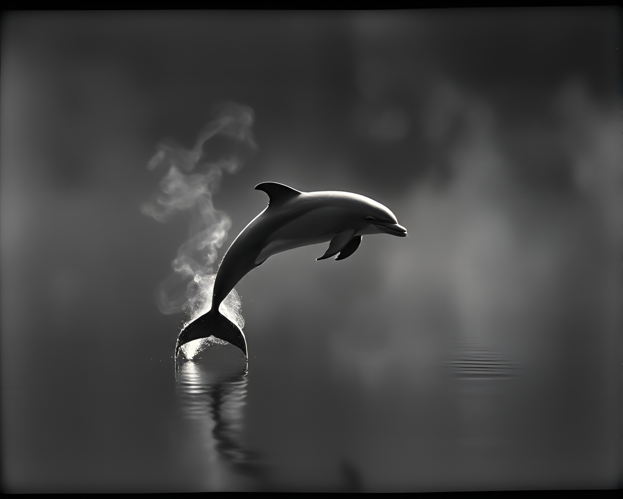 Smoke Rings Dancing around Amazon River Dolphin in ASCII Art – free AI stock image