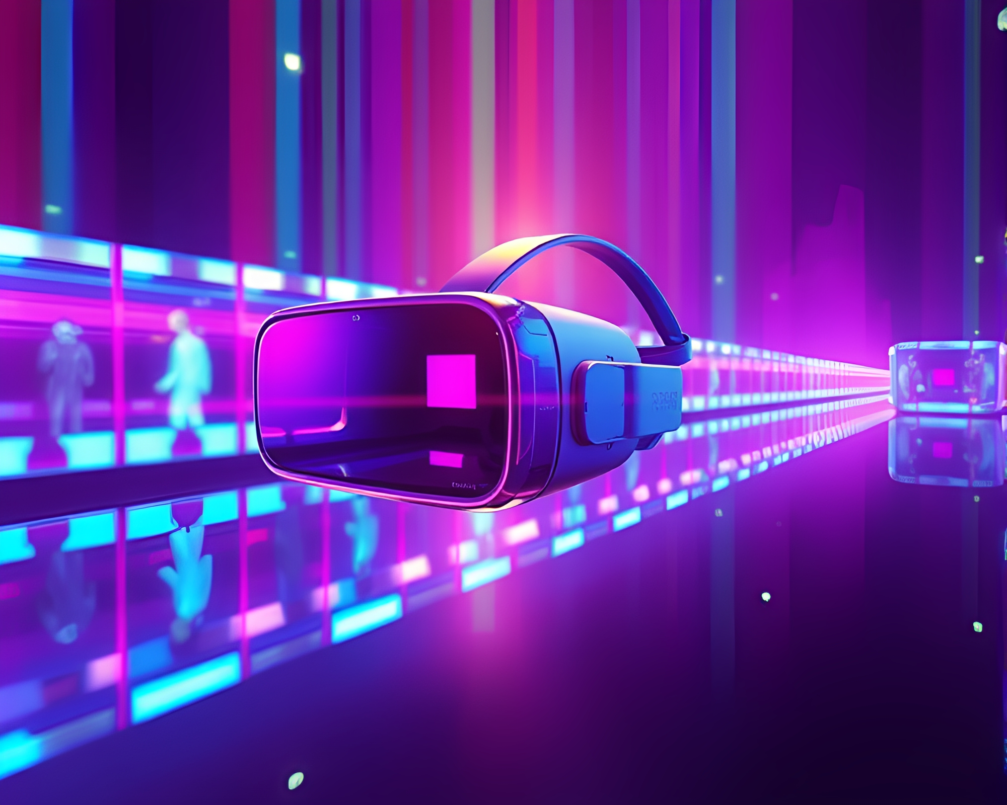 Digitally Painted Rainbow Refraction in Virtual Reality Hub – free AI stock image