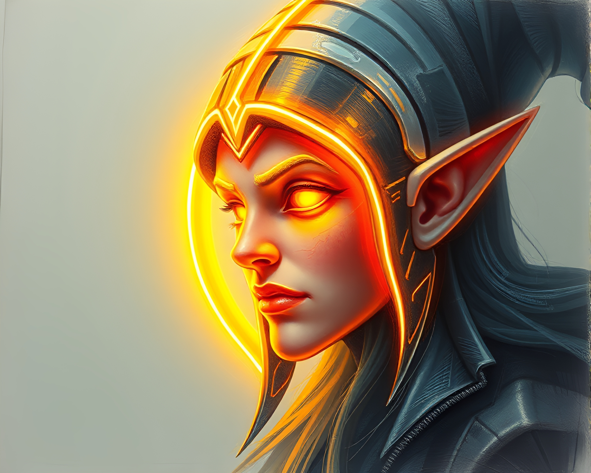 Neon Elf Écorché Study in Center Composition – free AI stock image