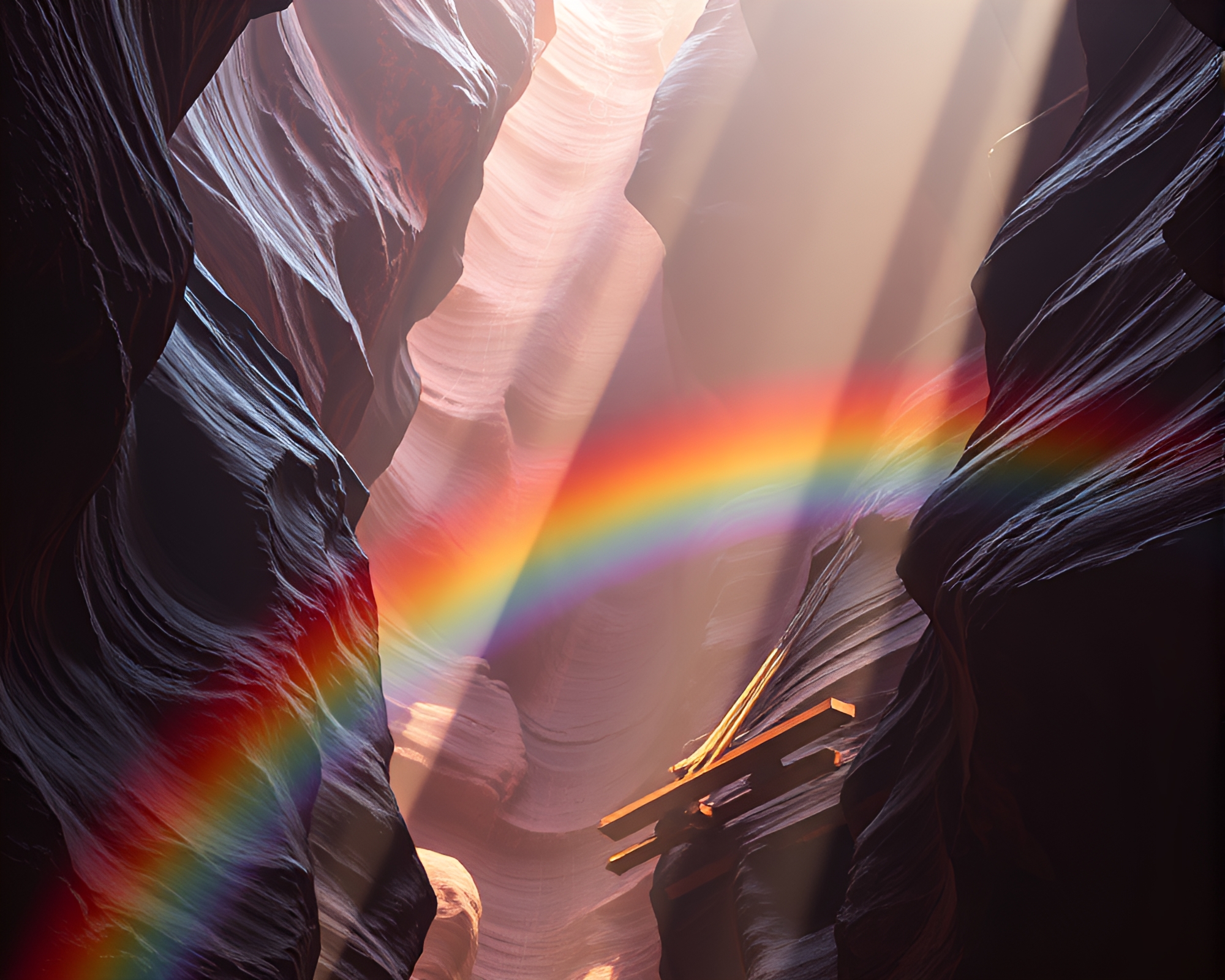 Rainbow Refraction Reveals Wooden Violin in Canyon Rust Tone – free AI stock image