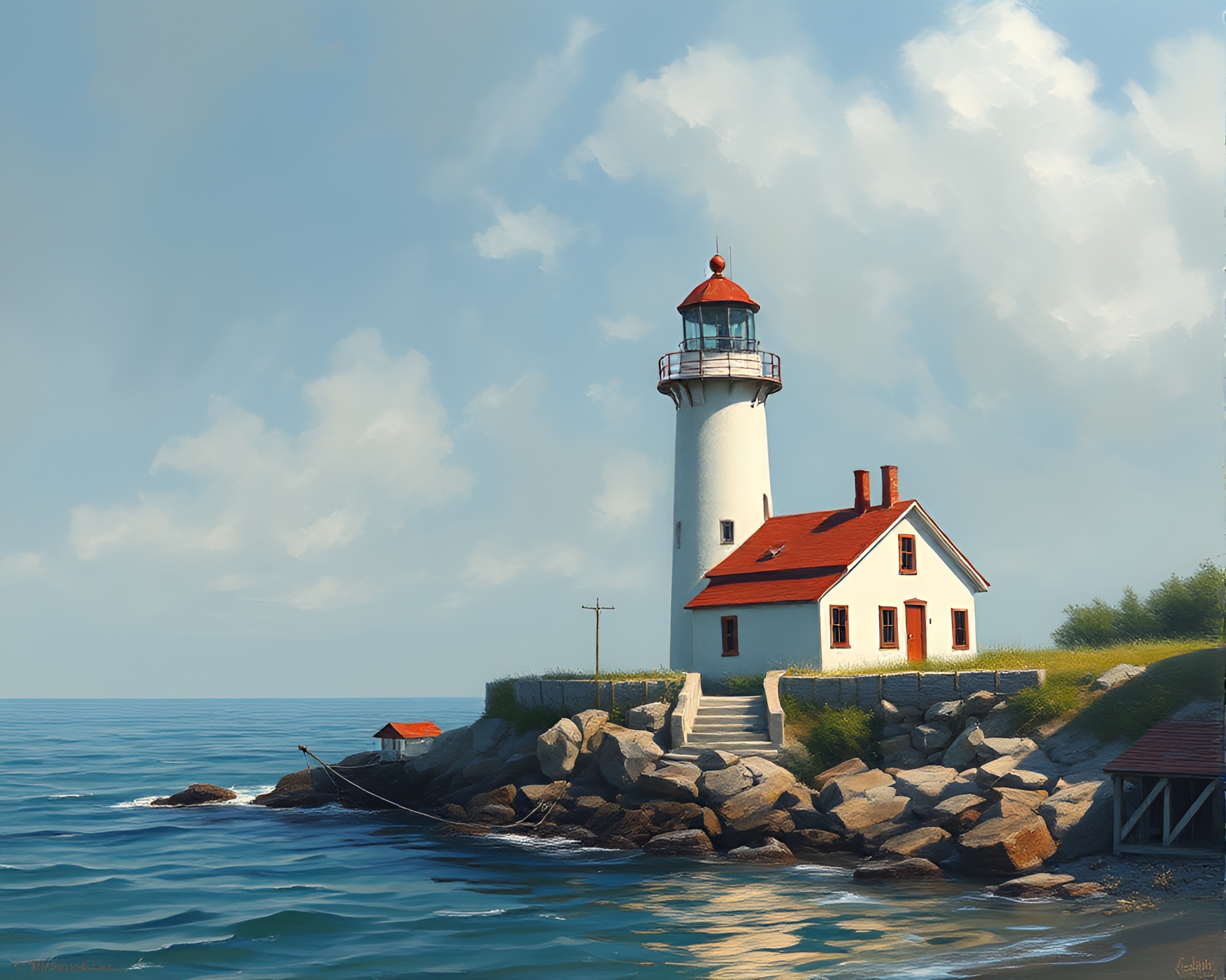 Enigmatic Abandoned Lighthouse in Ivory White – free AI stock image