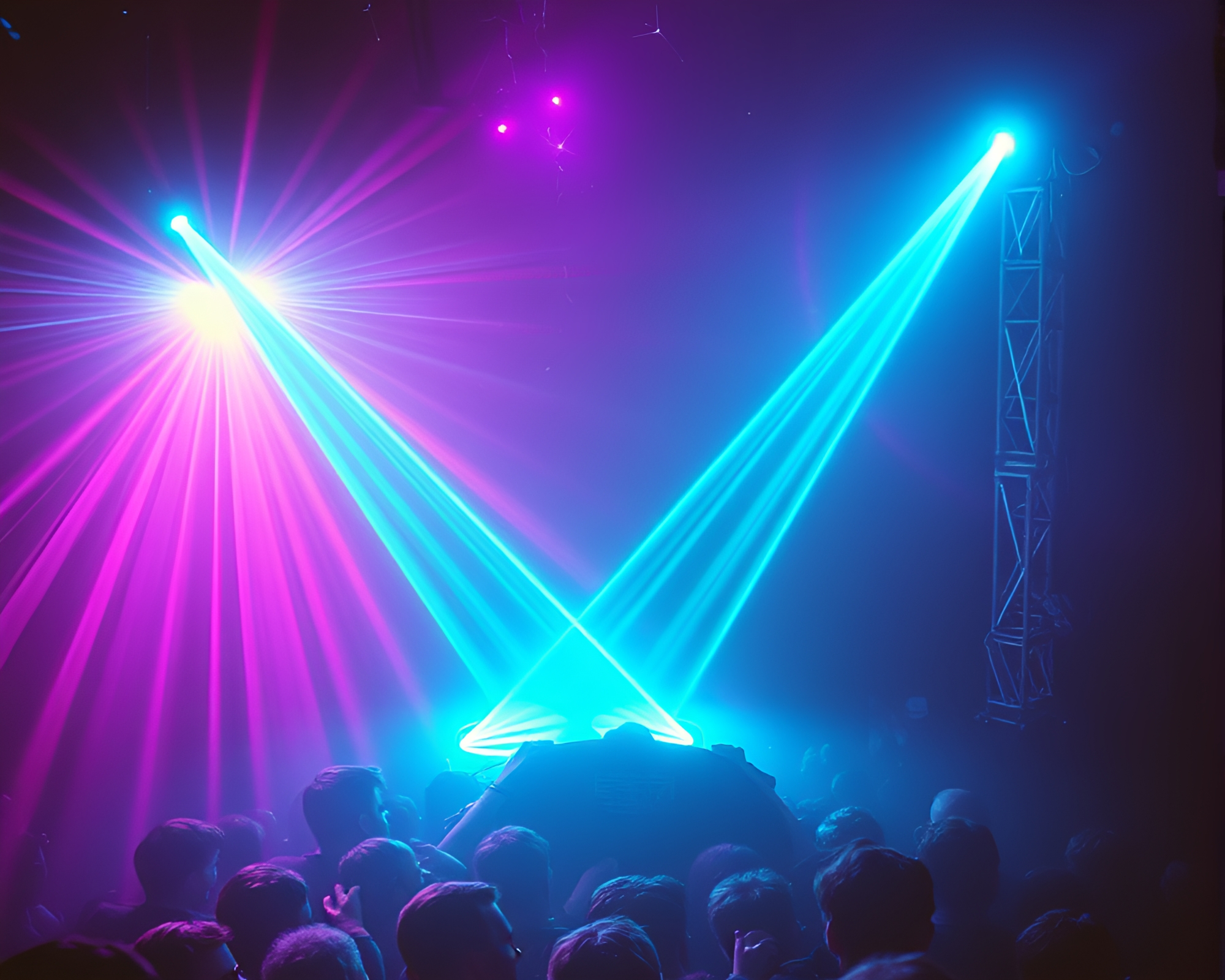 Sapphire Time Vortex: 90s Grunge Laser Show – free AI stock image