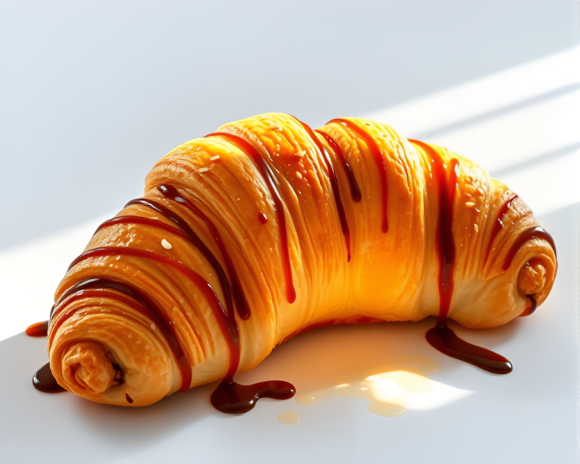 Croissant in Dripped Paint Style Off-Center Composition – free AI stock image