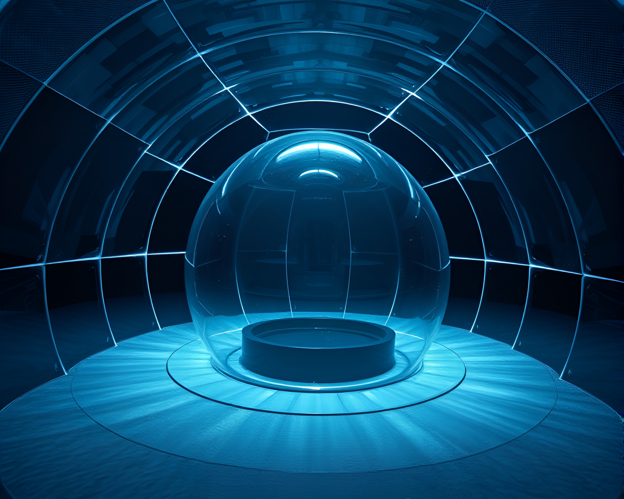 Glass Igloo Circles: Procedural Denim Dream – free AI stock image