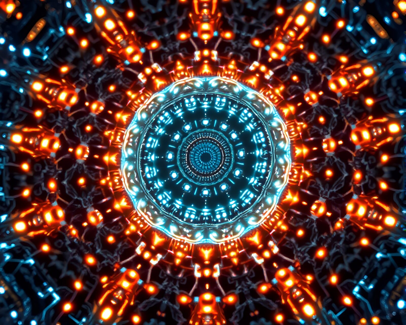Futuristic tangled energy patterns in glowing stereoscopic setting