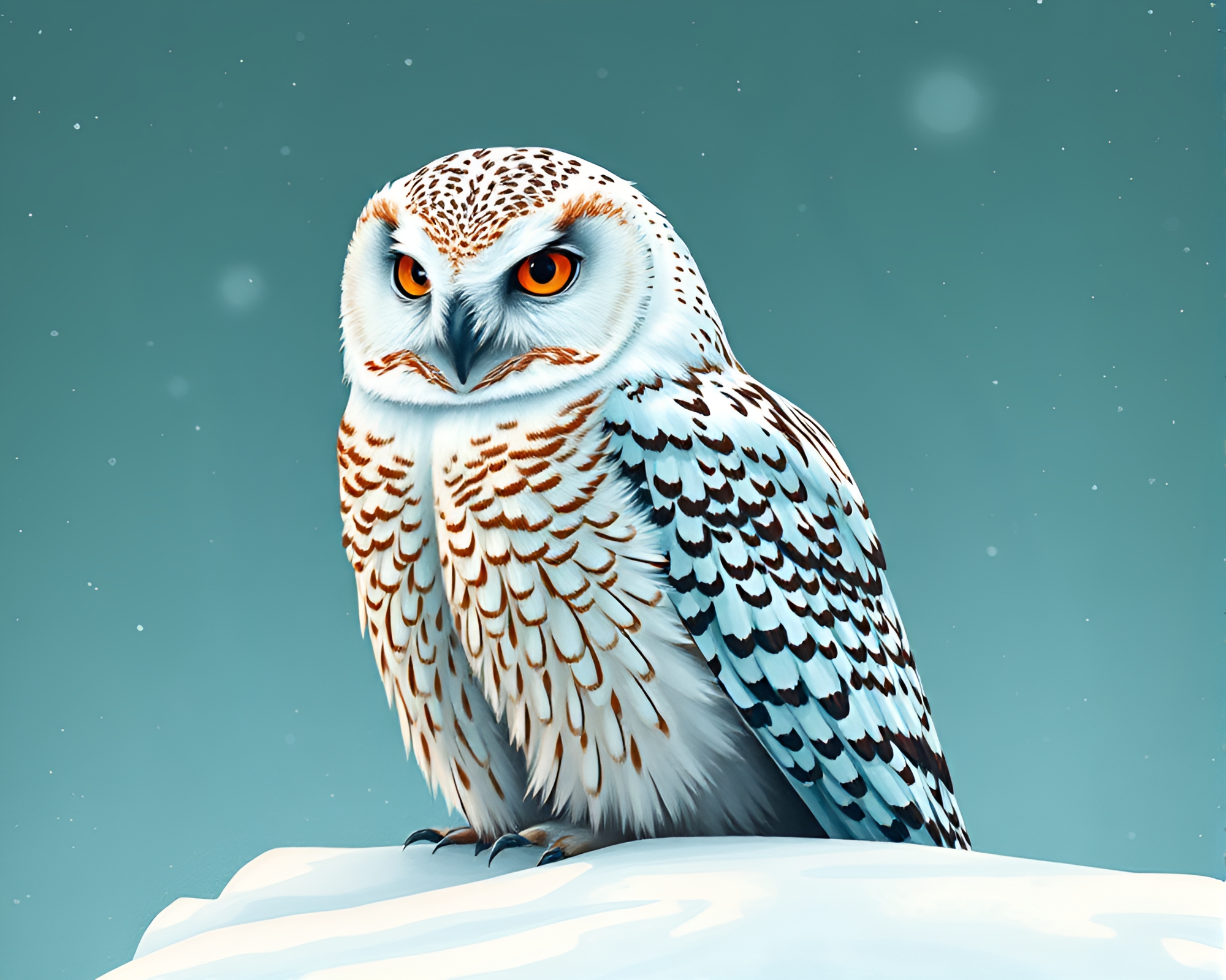 Copper Verdigris Snowy Owl Editorial Illustration – free AI stock image