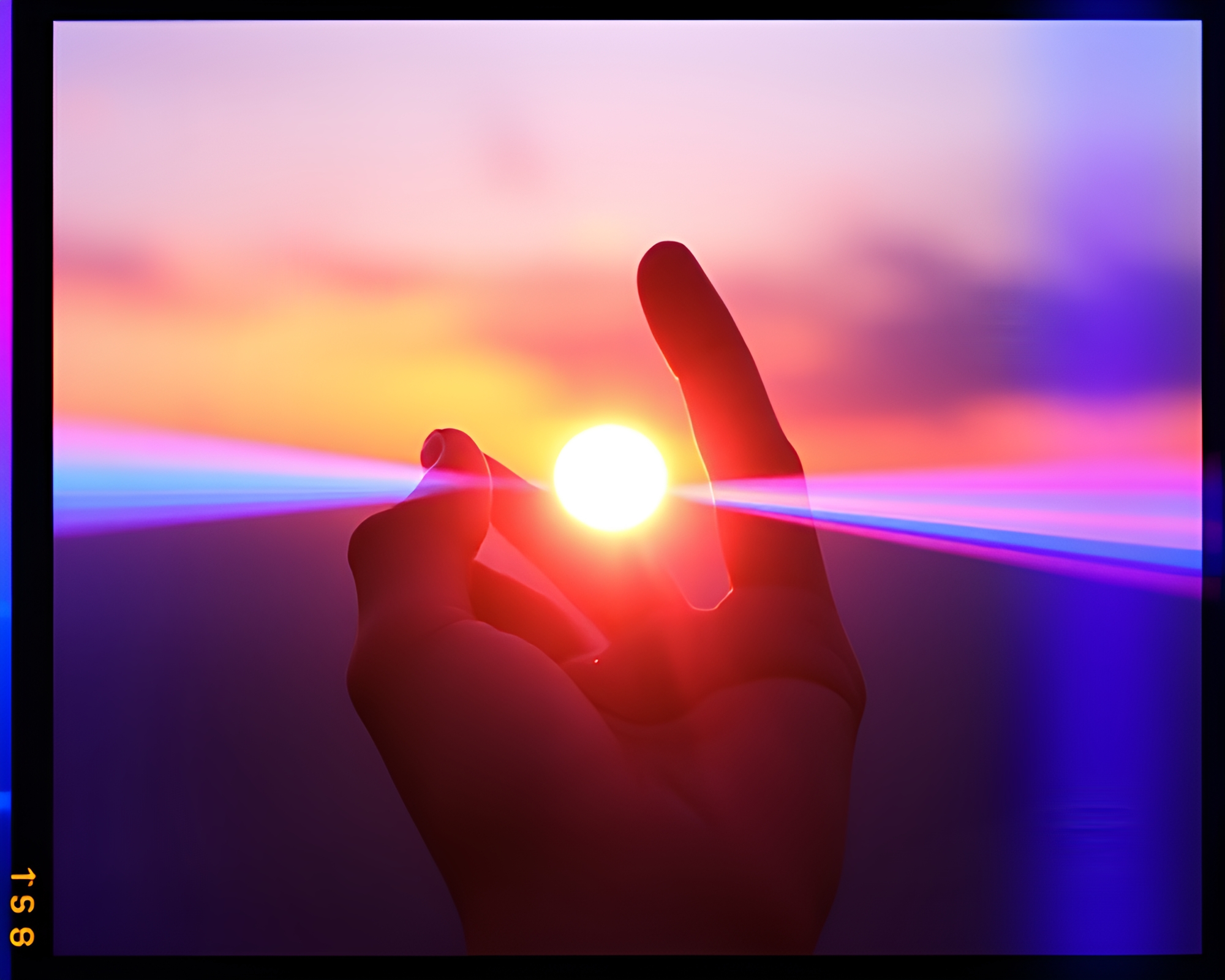 Vaporwave Sunset Prism Refraction Eclipse Shadow – free AI stock image