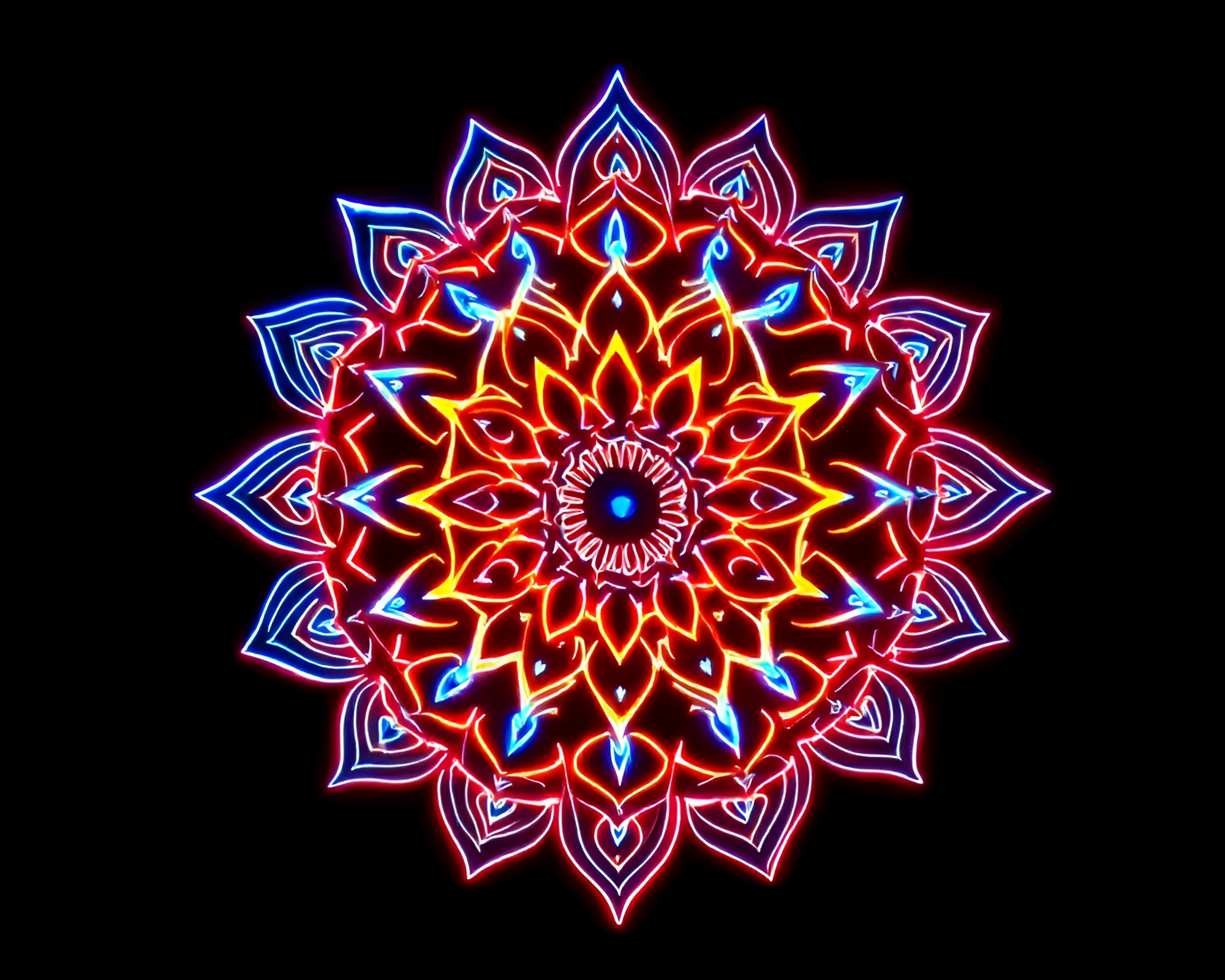 Neon Wireframe Mandala Design Fashion Illustration – free AI stock image