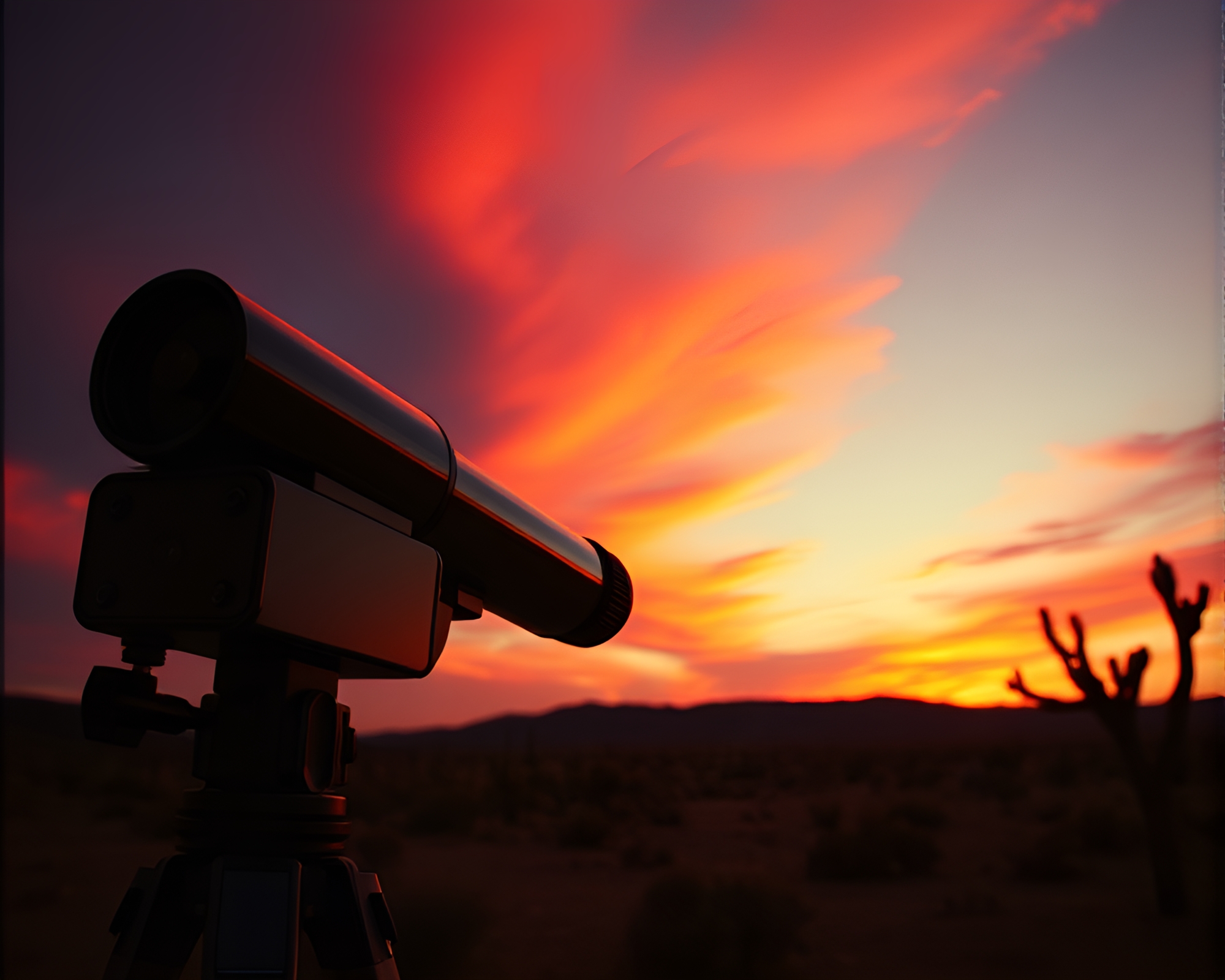Mystery Through the Telescope at Desert Dusk – free AI stock image
