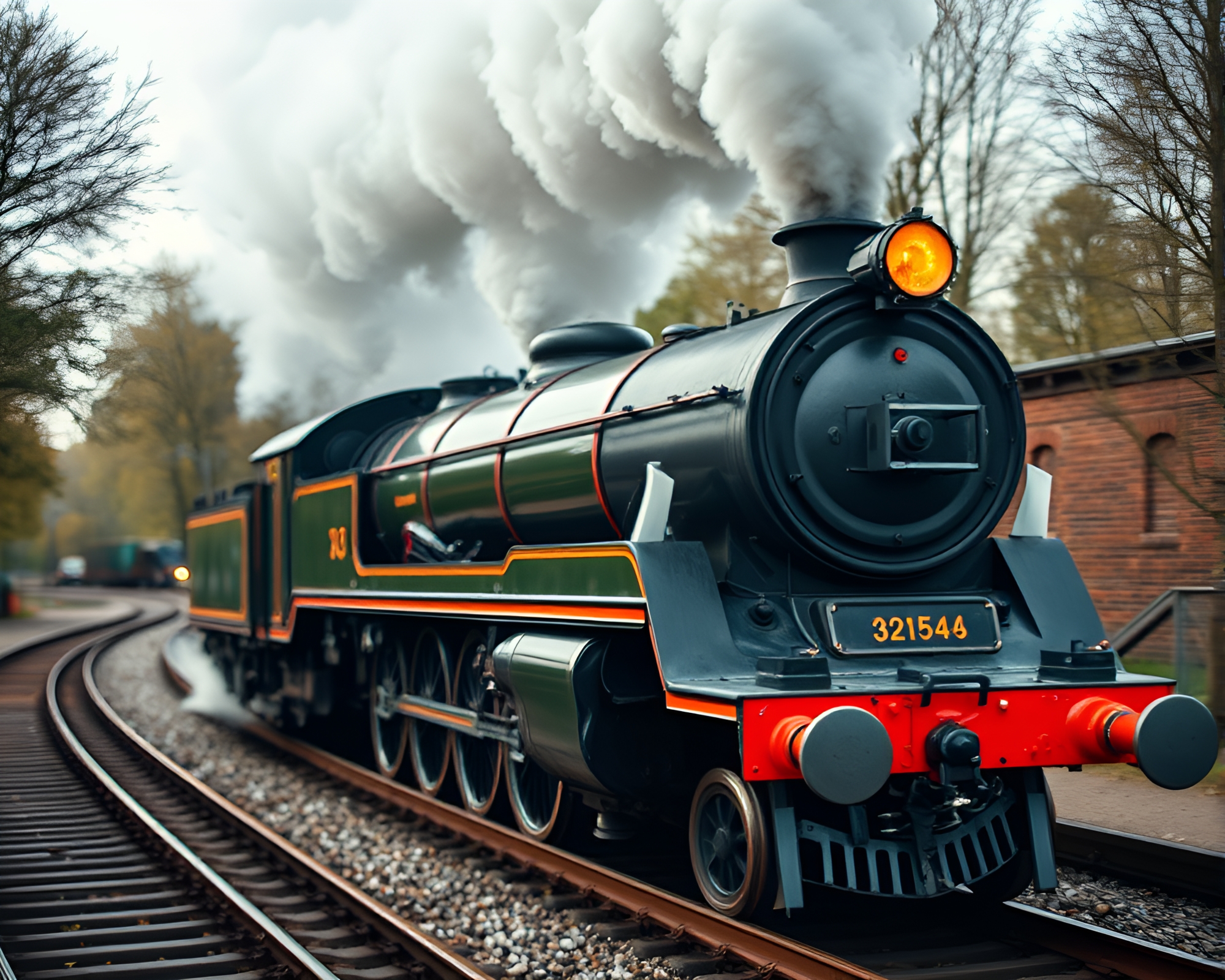 Surreal Dutch Angle Steam Locomotive in Hyper-Saturated Dream – free AI stock image