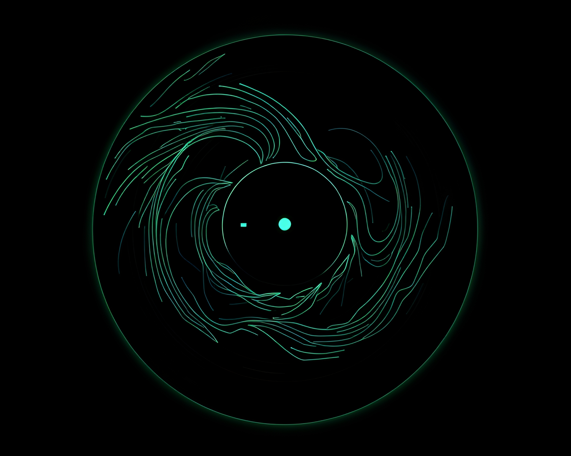 Etched Vinyl Record in Skeuomorphic Glow-In-The-Dark Design – free AI stock image
