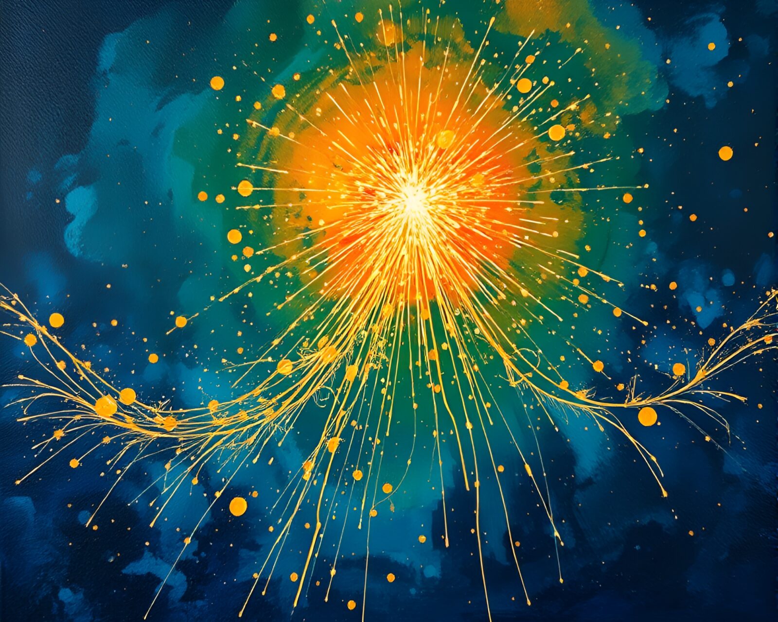 Rim lit sparklers on canvas in encaustic style