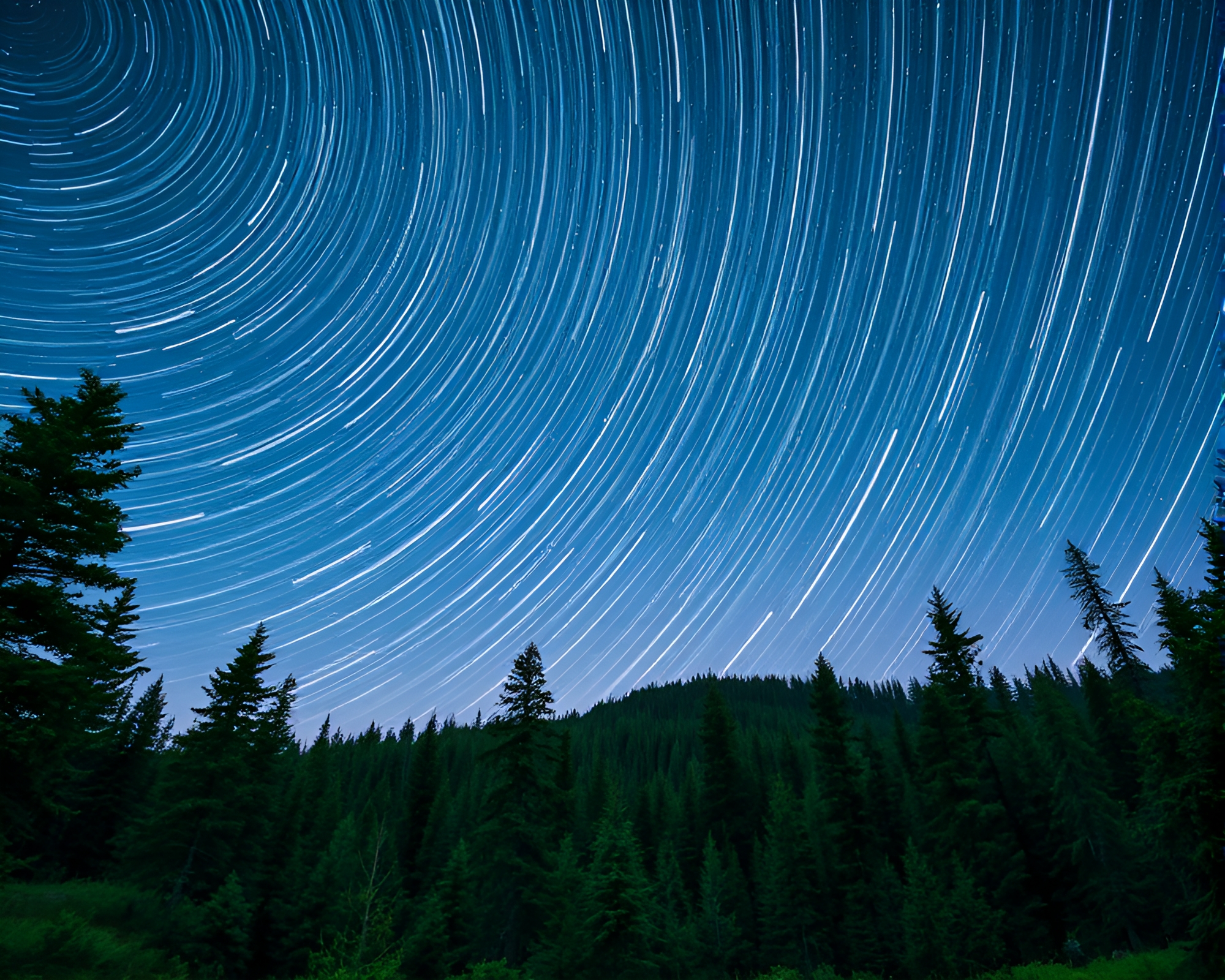 Enchanted Star Trails over Northern Tundra Forest – free AI stock image
