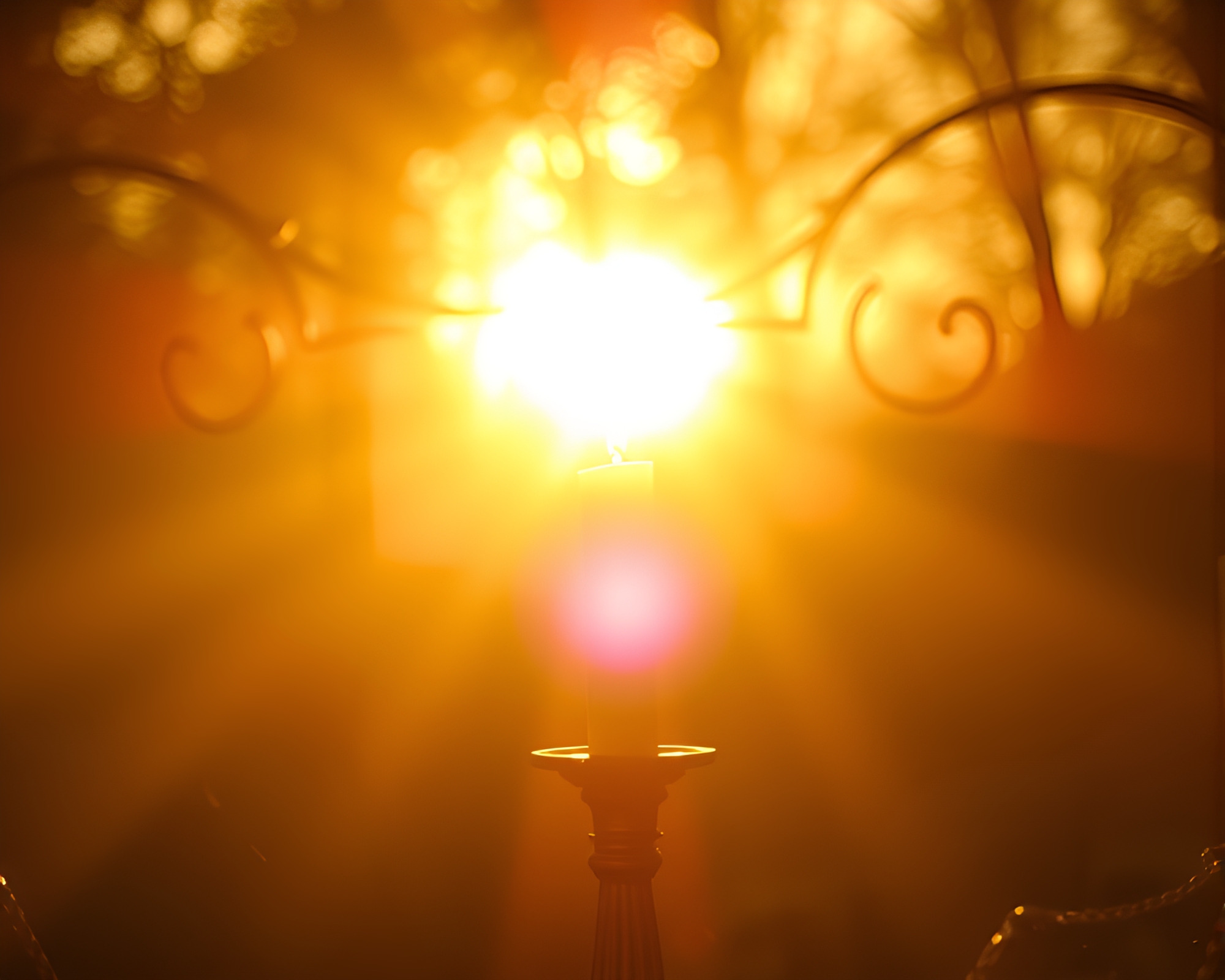 Golden Shield Illuminated by Candlelight with Chromatic Aberration – free AI stock image