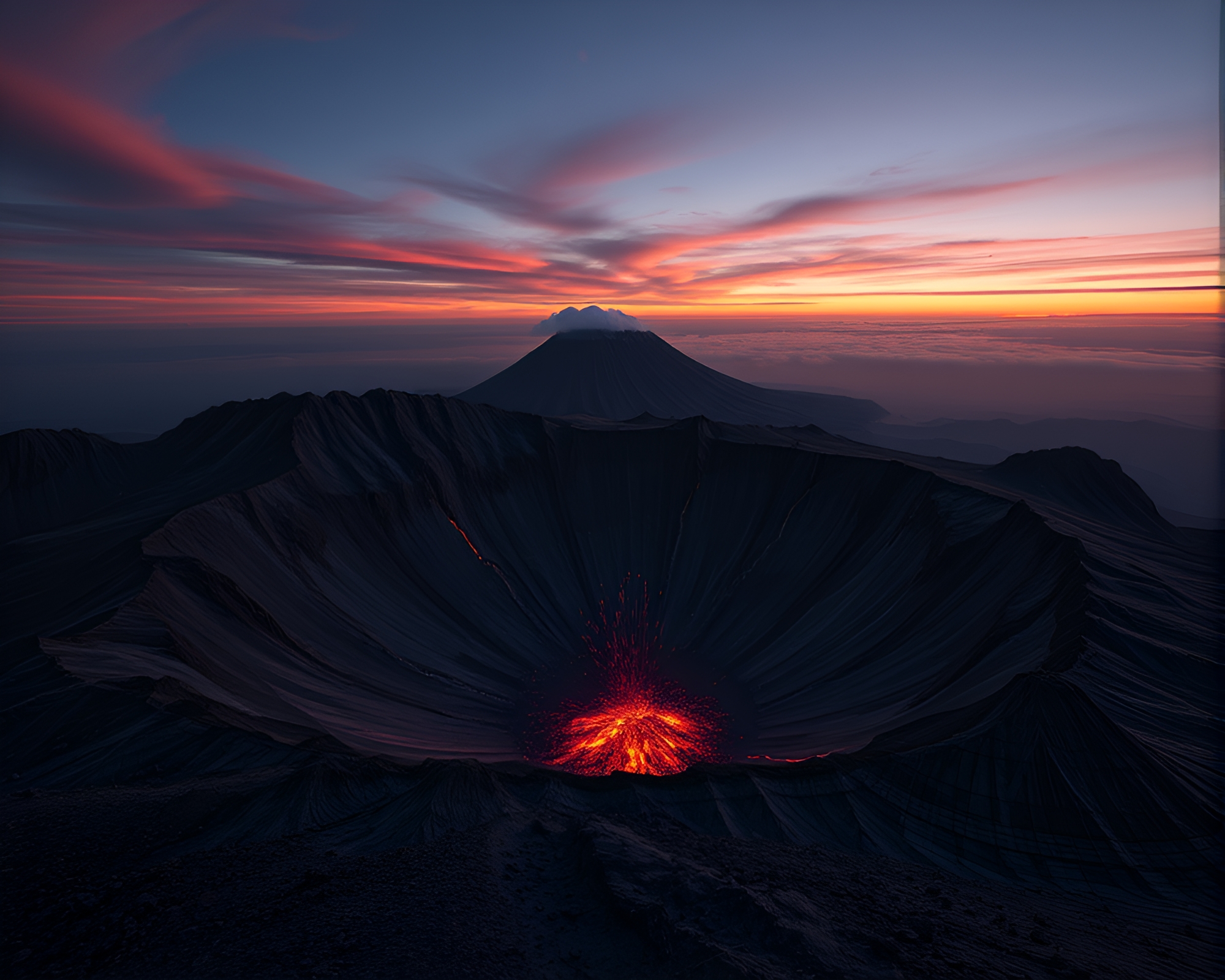 Chalk Volcano Crater Composition at Dusk – free AI stock image