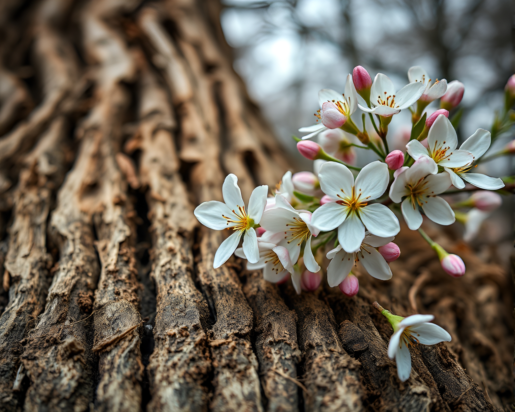 Spring Blossom Wood Grain HDR Contrast 3D Scan – free AI stock image