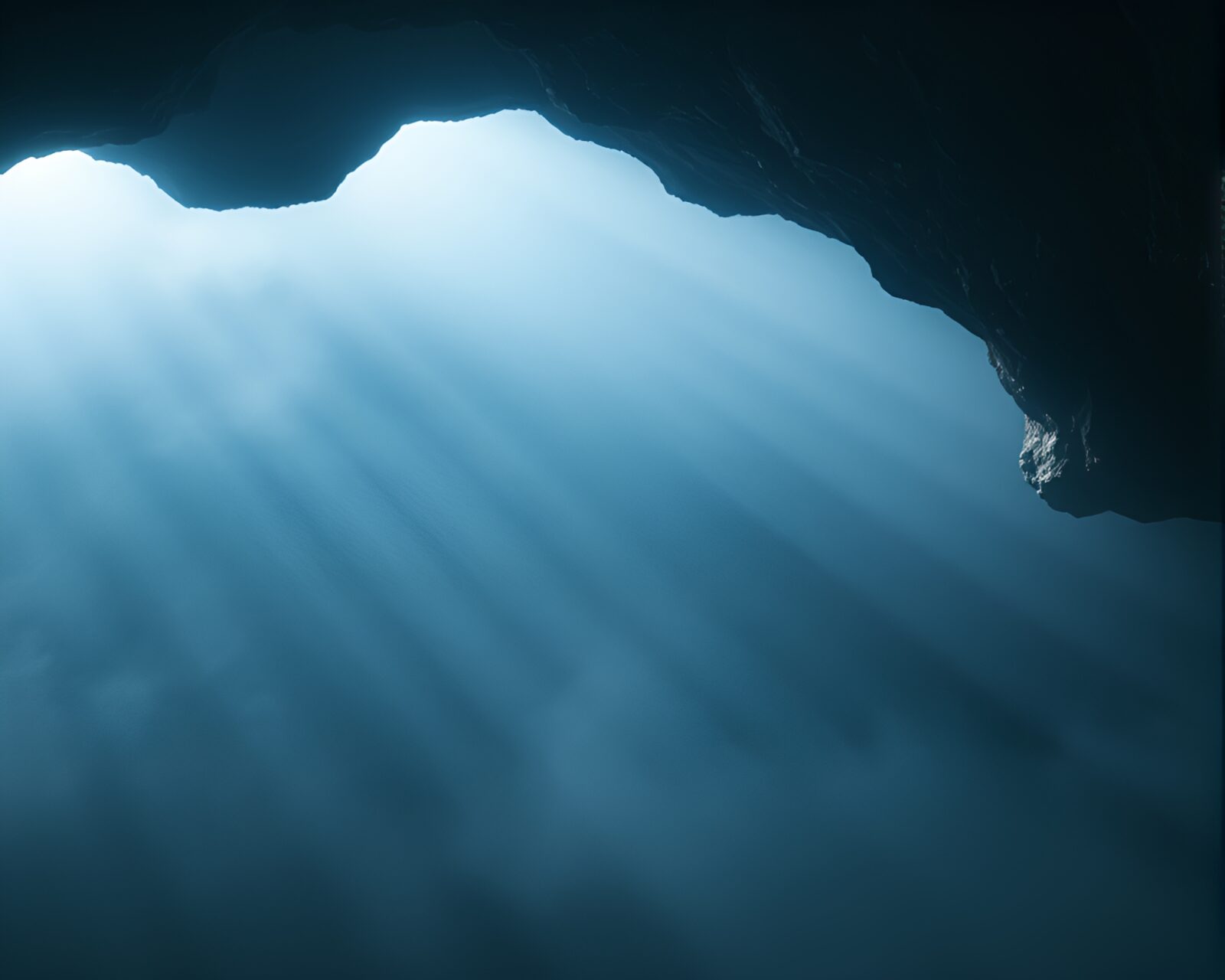 Ancient cave painting illuminated by ethereal light and shadows