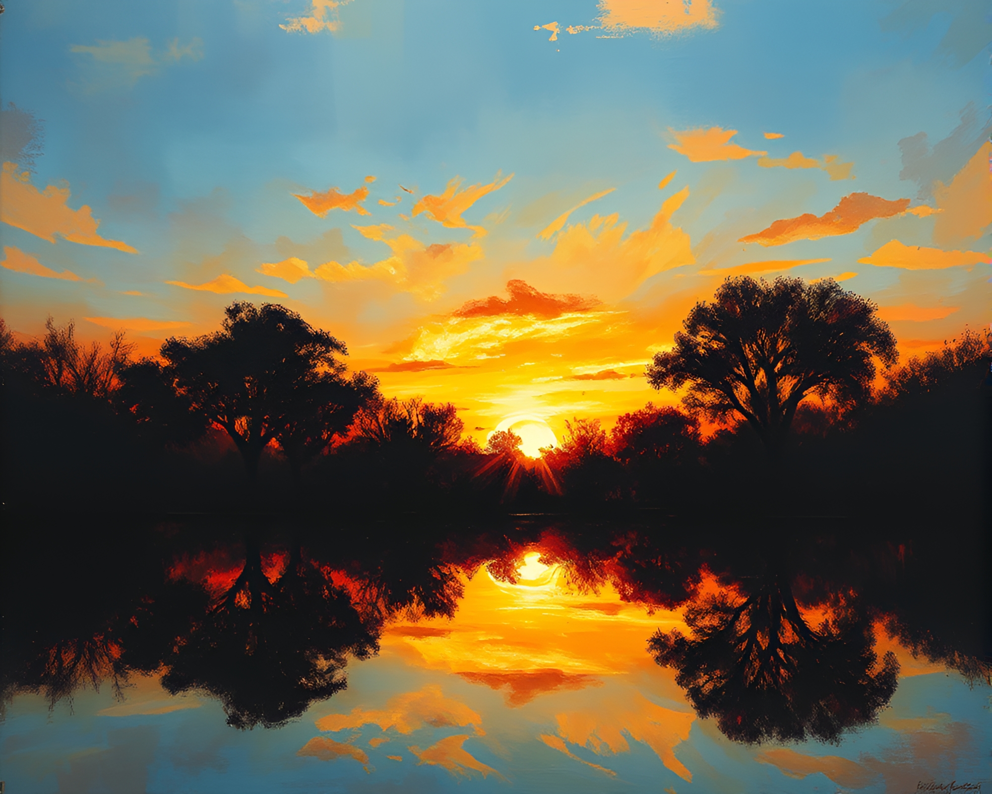 Surreal Moth’s Sunset Reflection Silhouette – free AI stock image