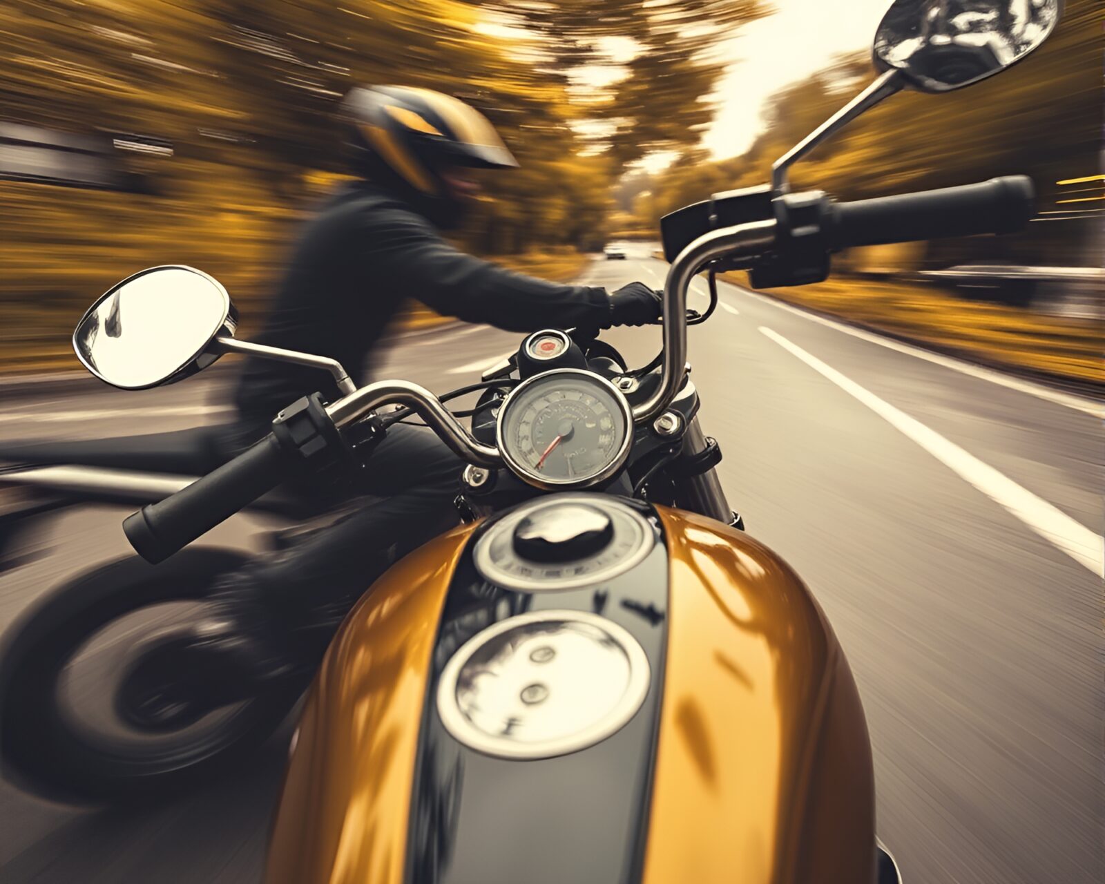 High-quality macro shot of stylish motorcycle with yellow glow