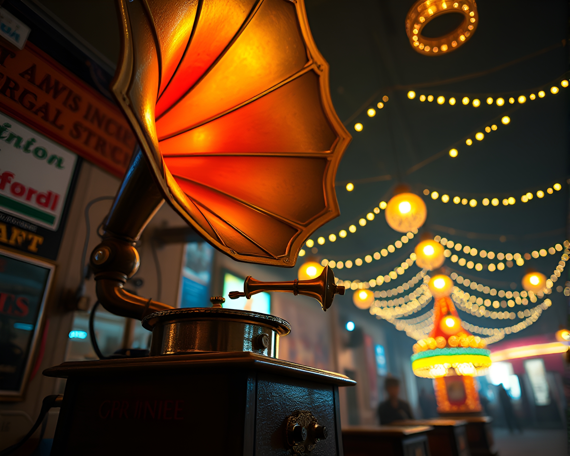 Steampunk Gramophone at Carnival: Procedural Generation Art – free AI stock image
