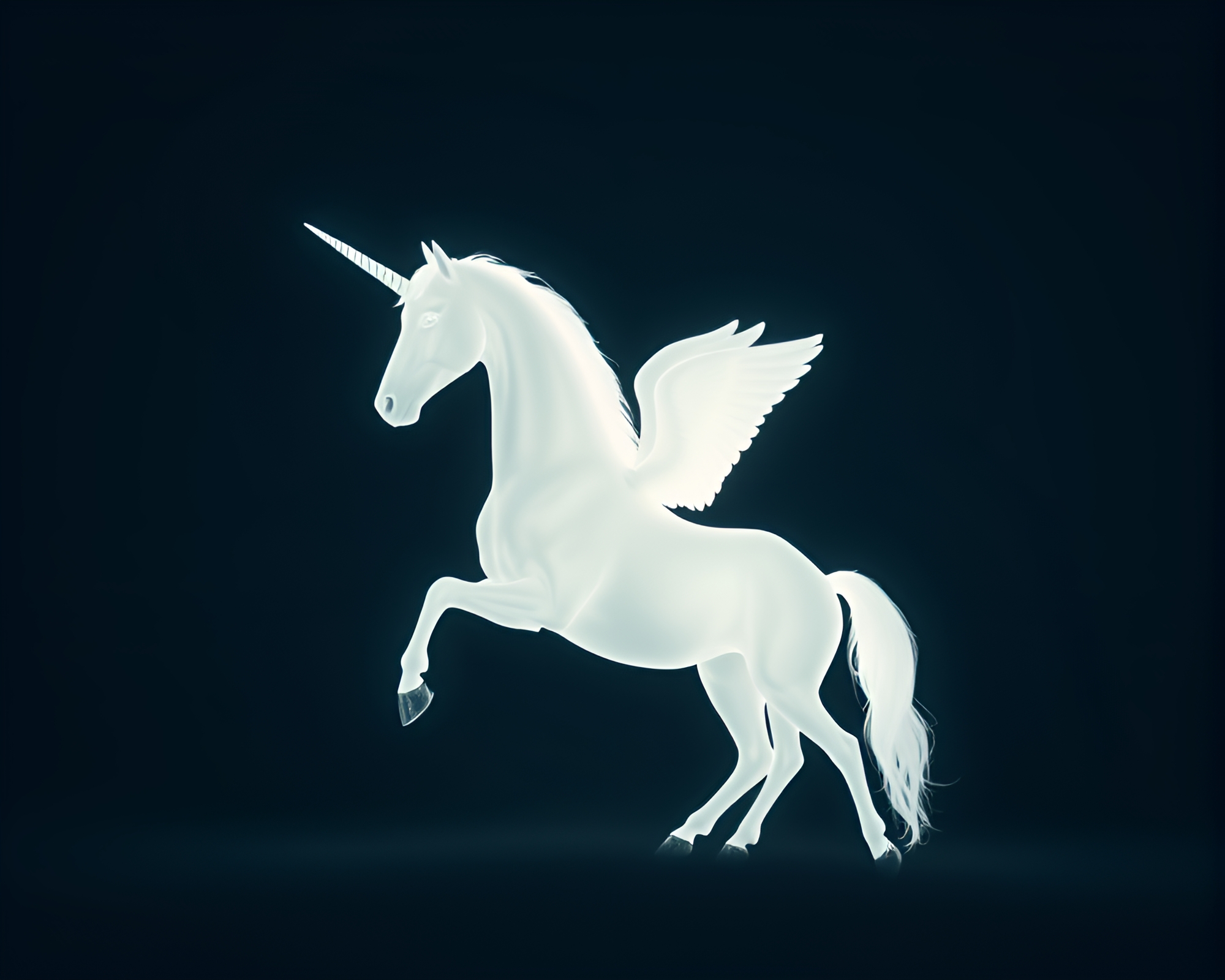 Majestic Unicorn Gracefully Embracing Negative Space – free AI stock image