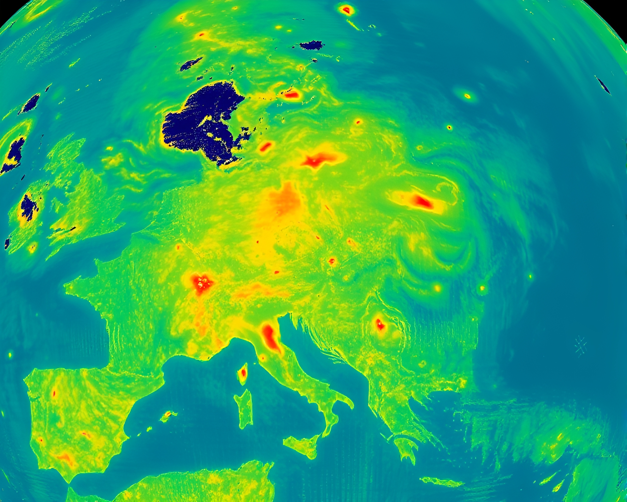 Wide-Angle View of Satellite in Thermal Noir – free AI stock image