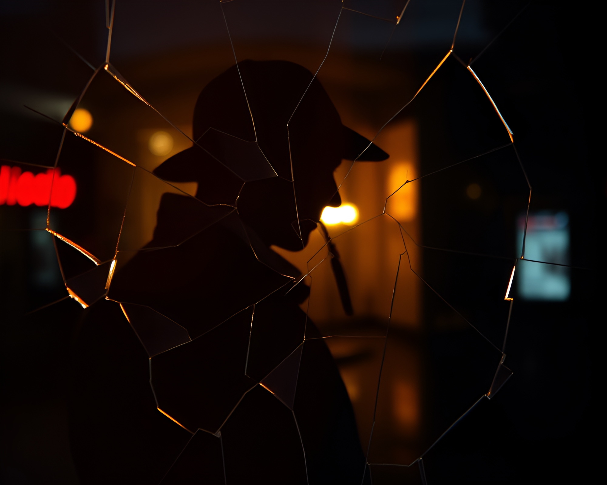 Sherlock Holmes Glitch Art Reflection Scene – free AI stock image