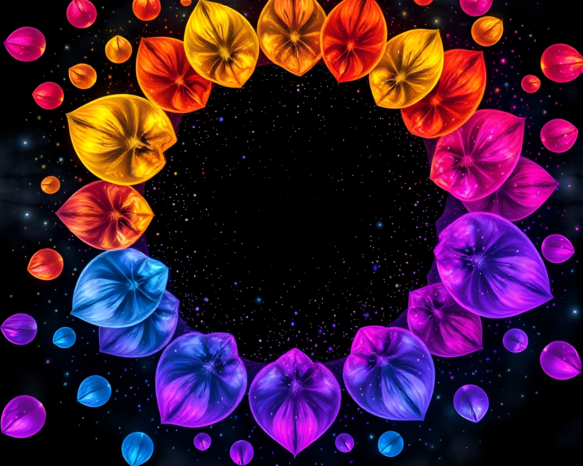 Enigmatic Flower Petals Wormhole Generator – free AI stock image