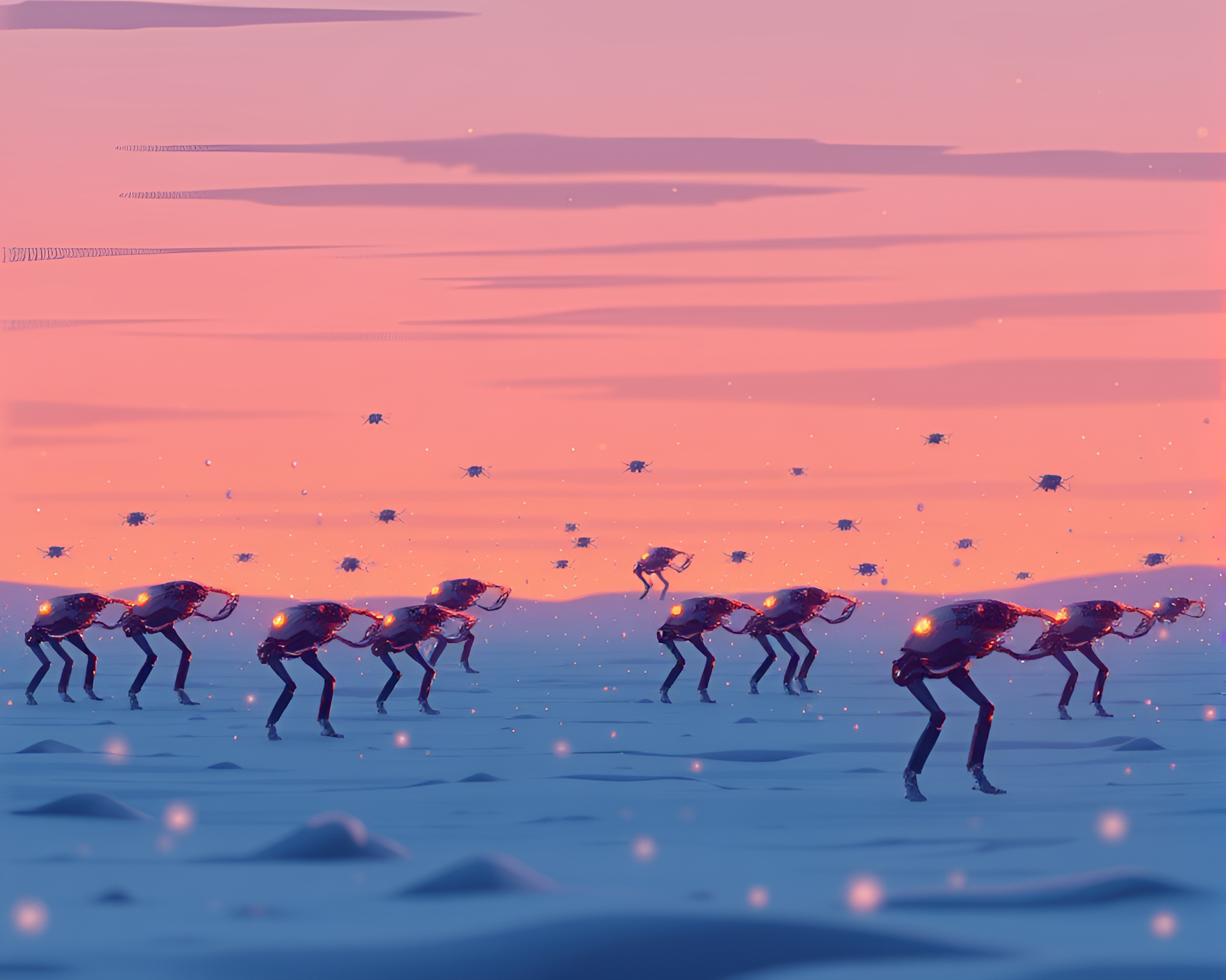 Nanobot Swarm at Polar Twilight – free AI stock image