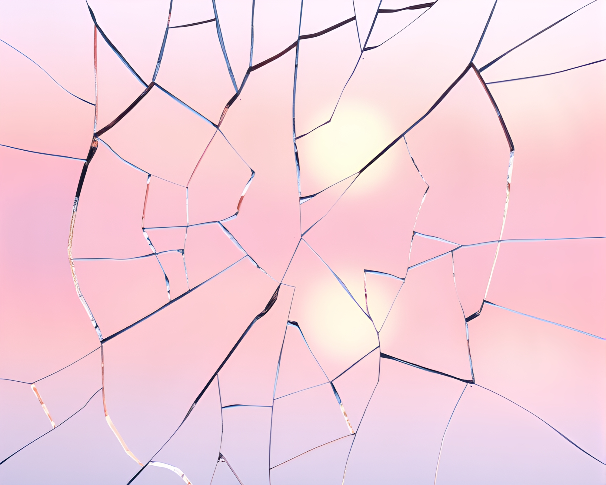 Broken Glass Holographic Display in Peachy Glow – free AI stock image
