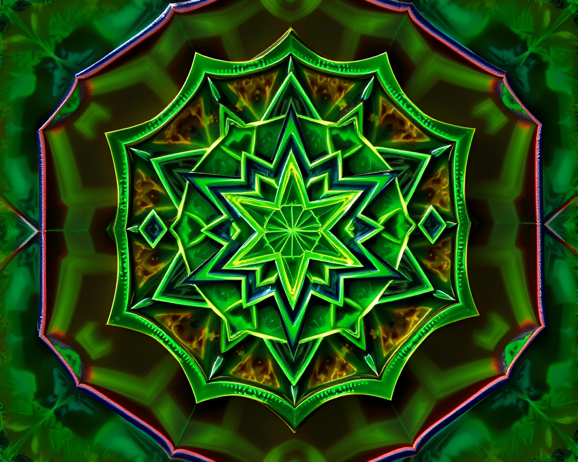 Esoteric Hexagonal Tiling: Hyper-Saturated Kinetic Sigil Art – free AI stock image