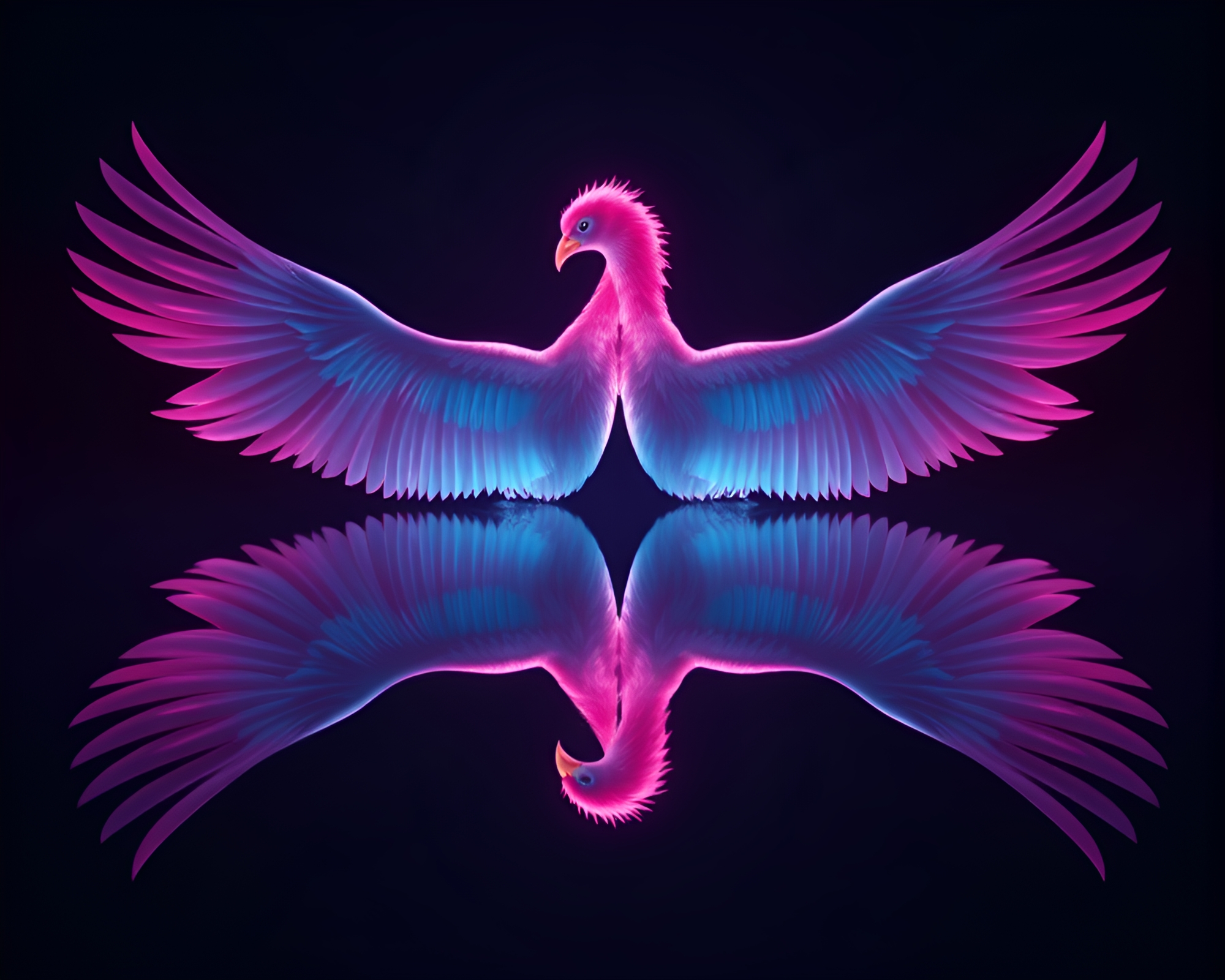 Symmetrical Phoenix Rebirth in Pastel Chiaroscuro – free AI stock image