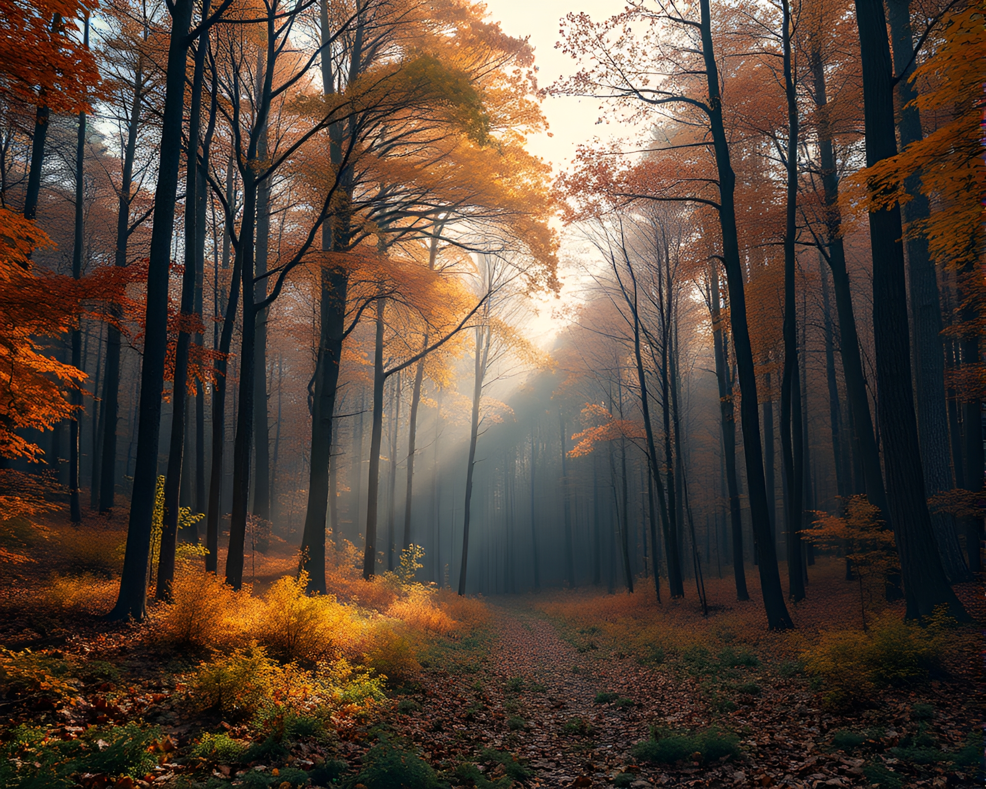 Autumn Forest Nebula: Cosmic Dust Magic in Nature – free AI stock image