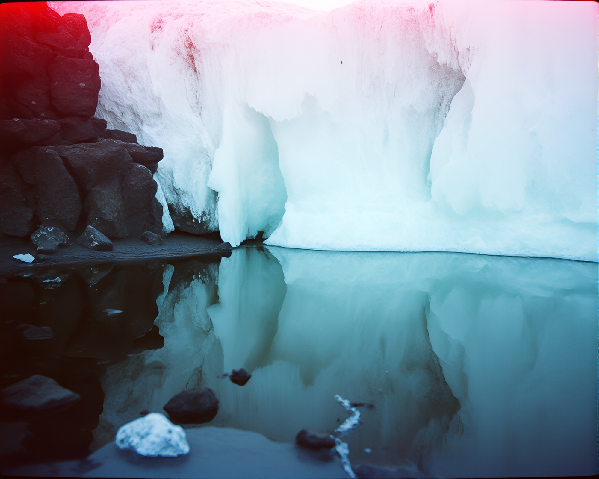 Grunge Rocky Coastline with Ice Reflection Crack – free AI stock image