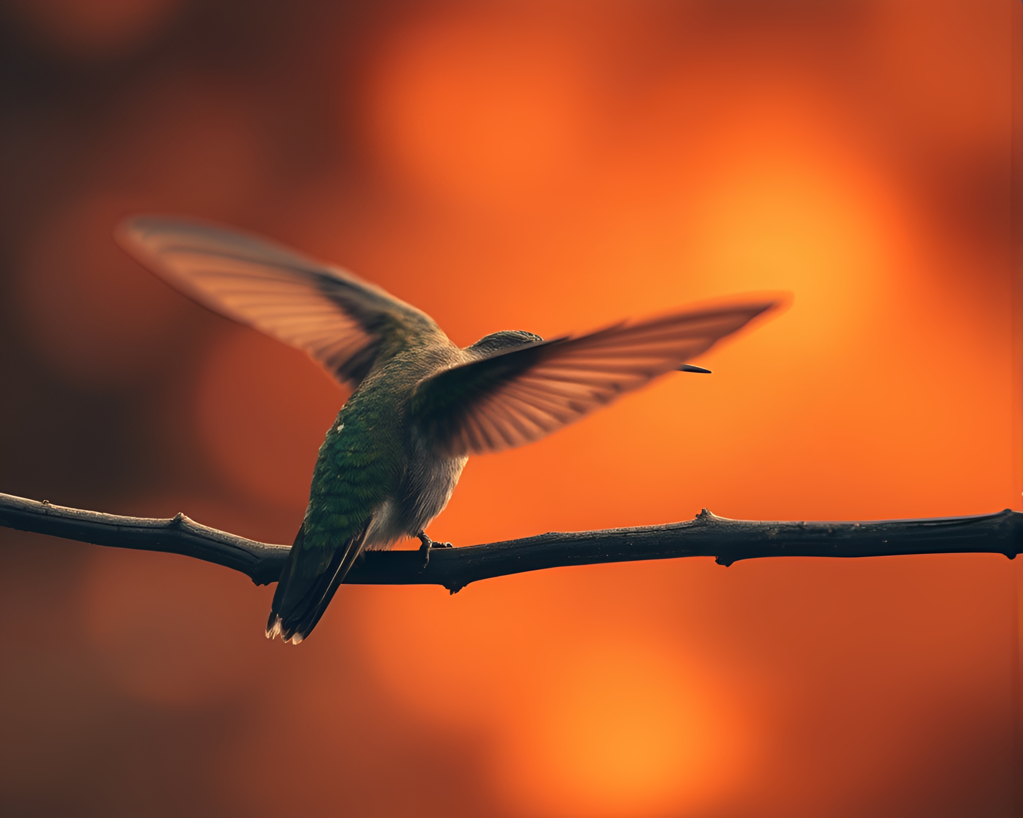 Twilight Hummingbird Duotone Composition – free AI stock image