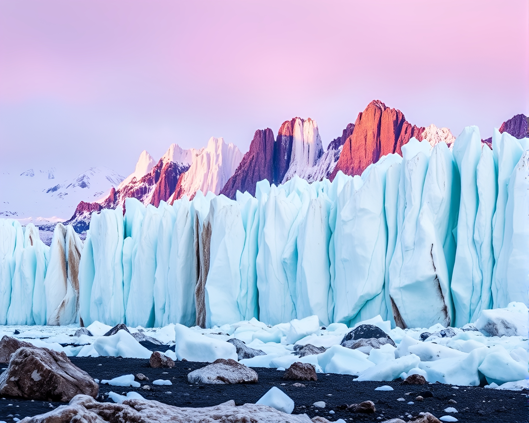 Glacier Glow: Maximalist Neon Ice Composition – free AI stock image