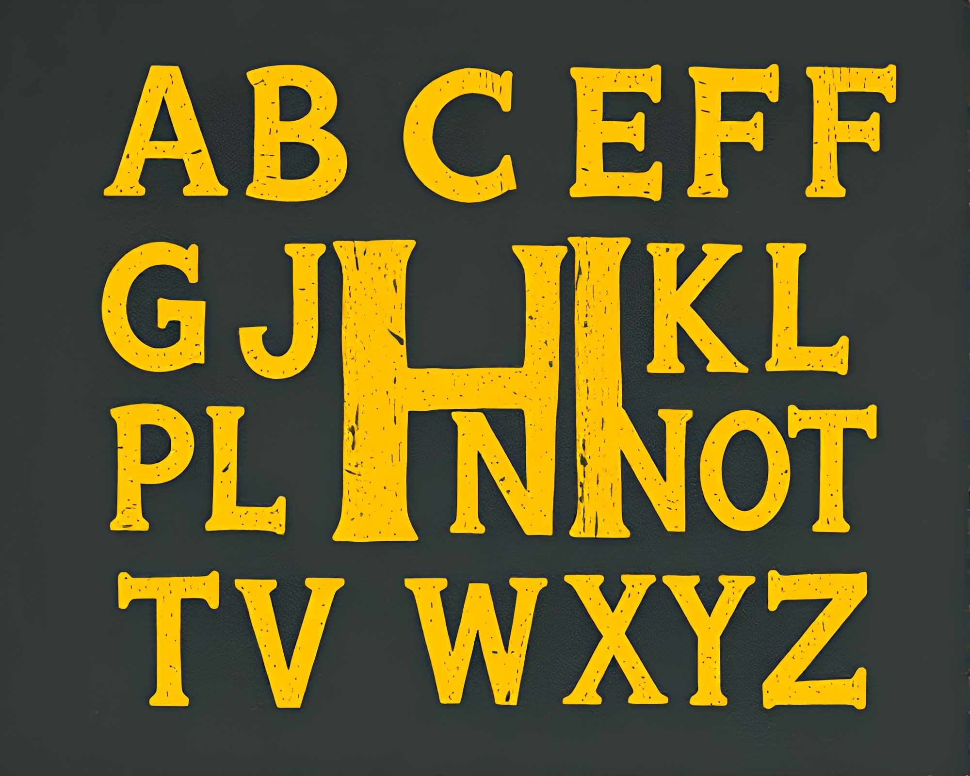 Mustard Yellow Pop: Runic Alphabet Sgraffito Composition – free AI stock image
