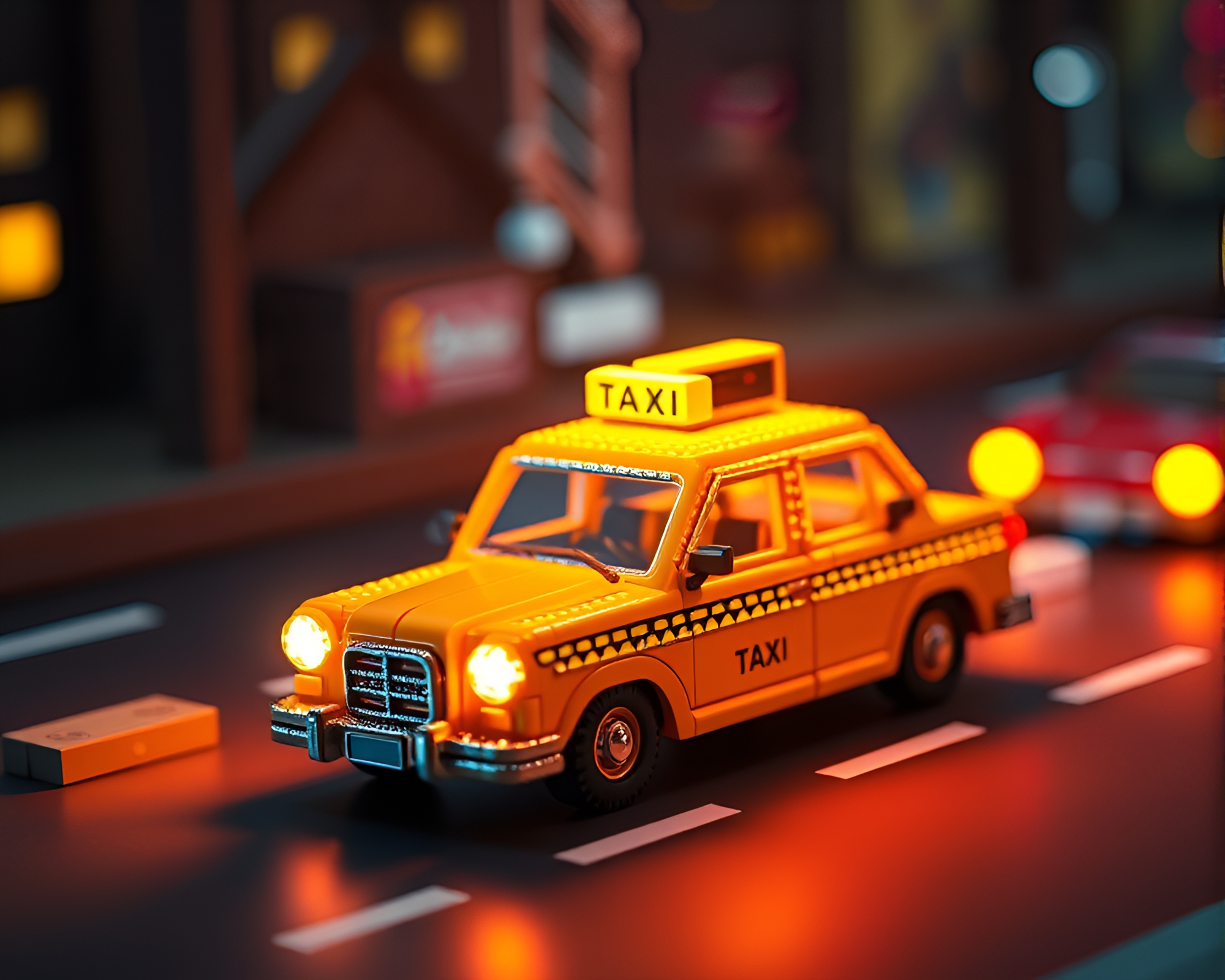 Voxel Hover Taxi with Beadwork Accents – free AI stock image