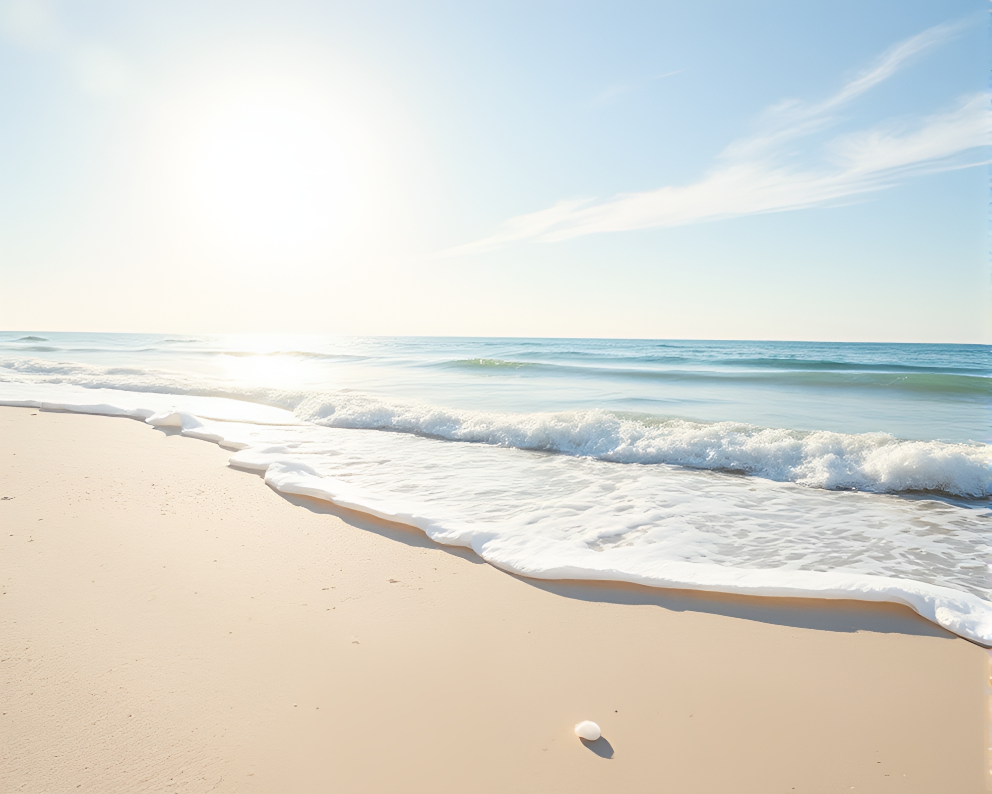 Sunlit Beach Scene with Torn Paper Edges – free AI stock image