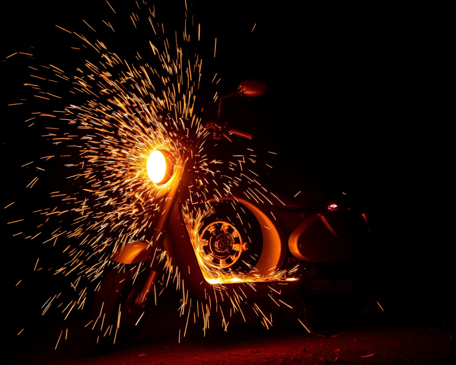 Detailed engraving of electric scooter in warm fireplace light