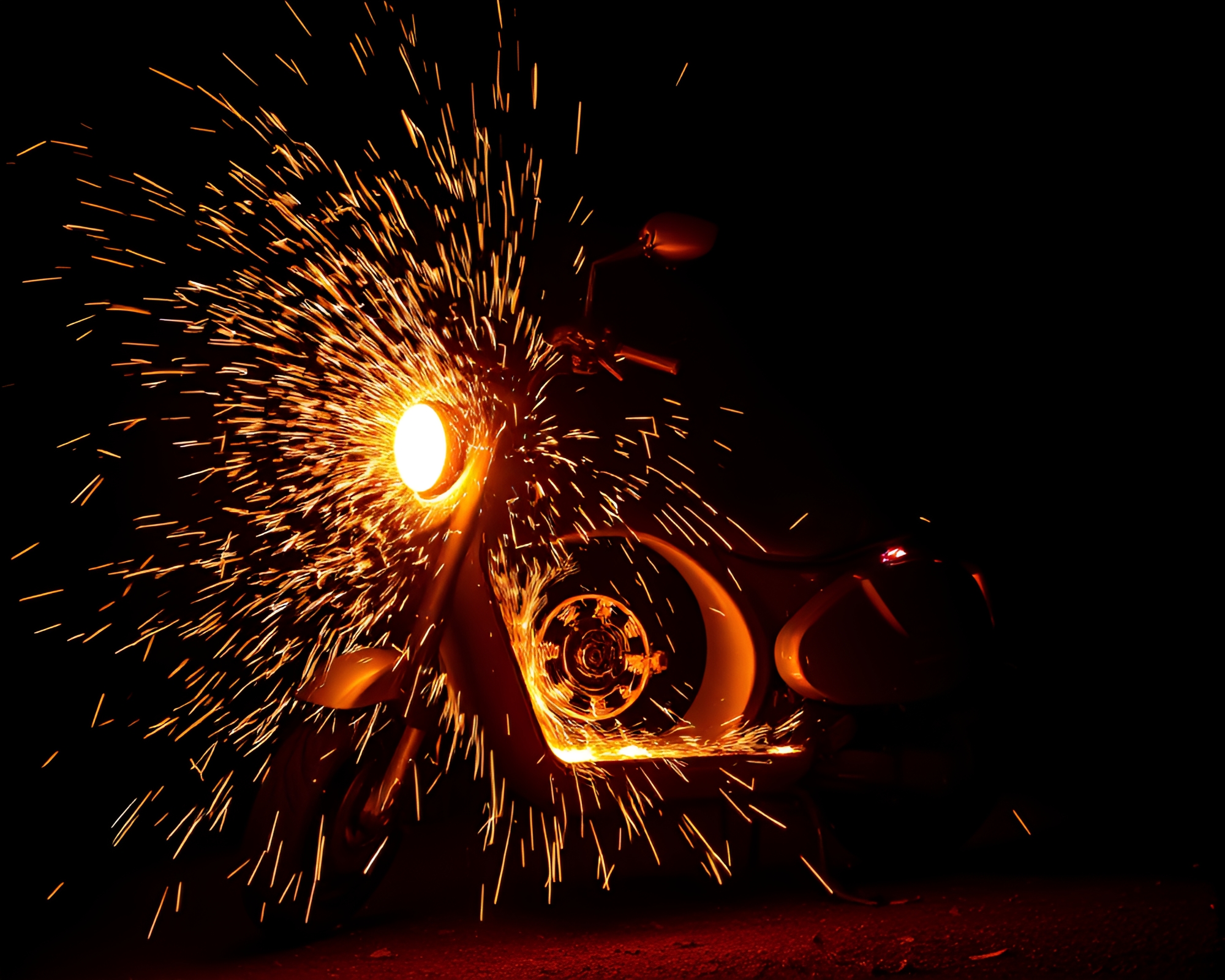 Electric Scooter Engraving in Fireplace Flicker Light – free AI stock image