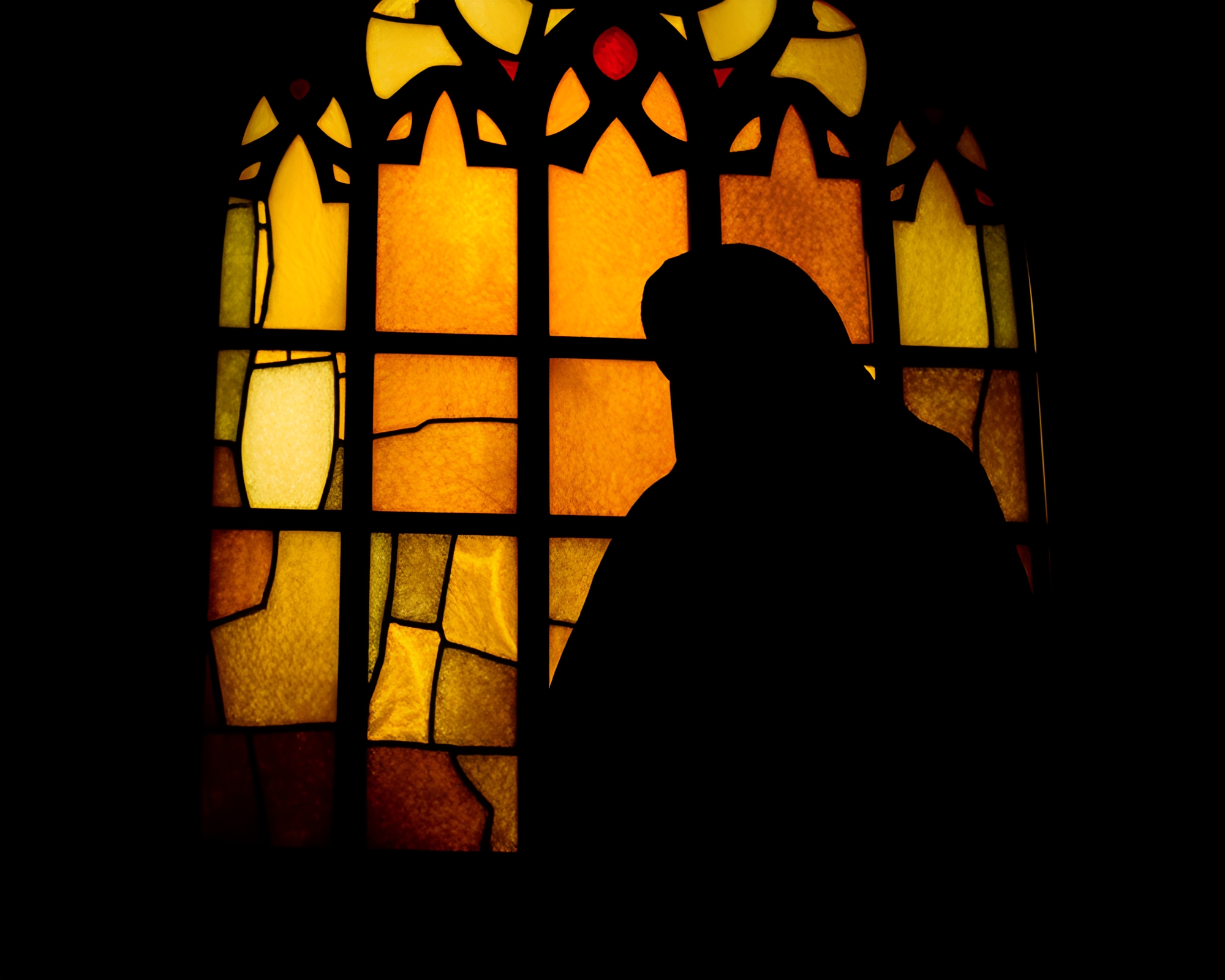Ethereal Stained-Glass Knight Ascends in ASCII Art – free AI stock image