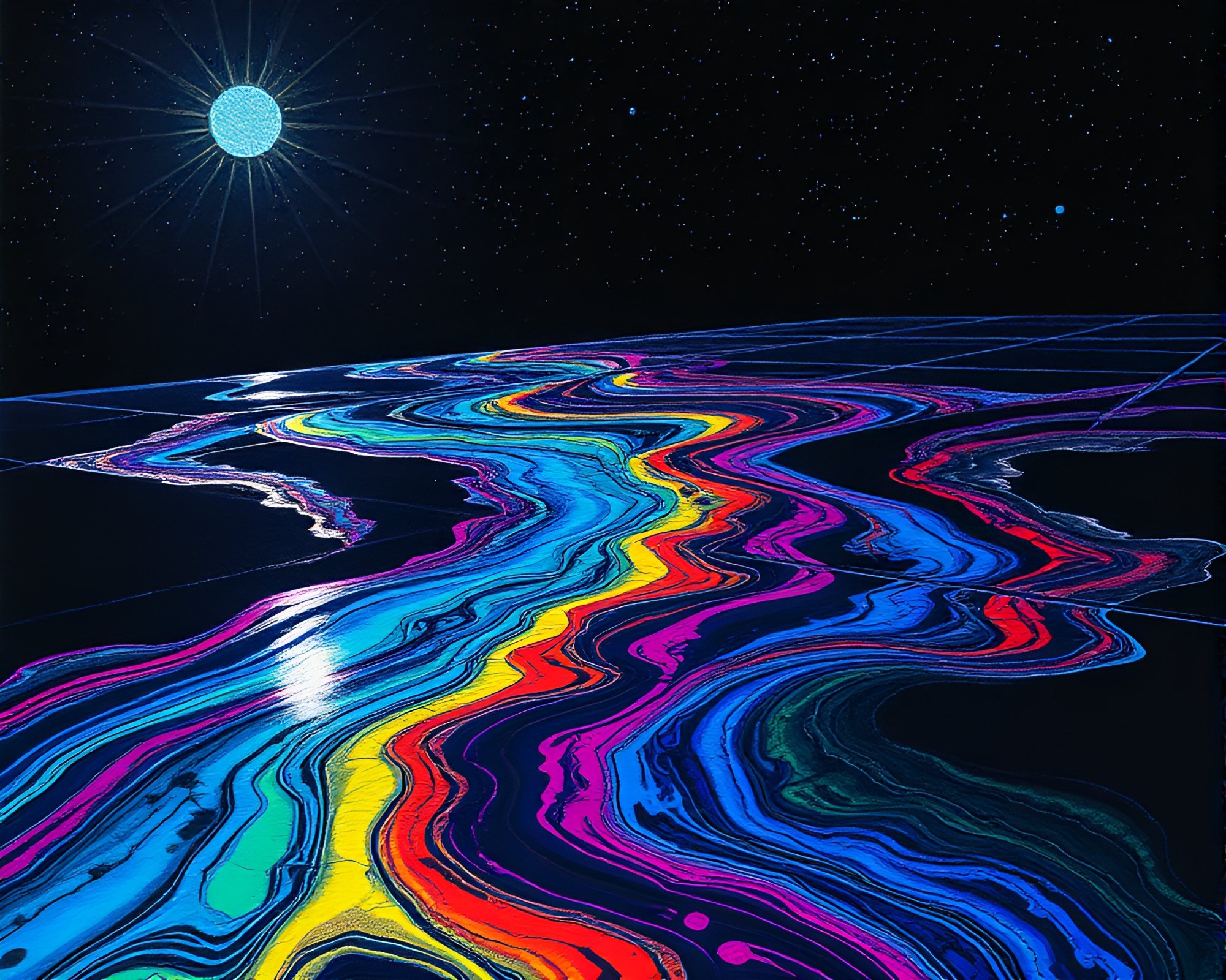 Solar Panel Rainbow Underpainting – free AI stock image