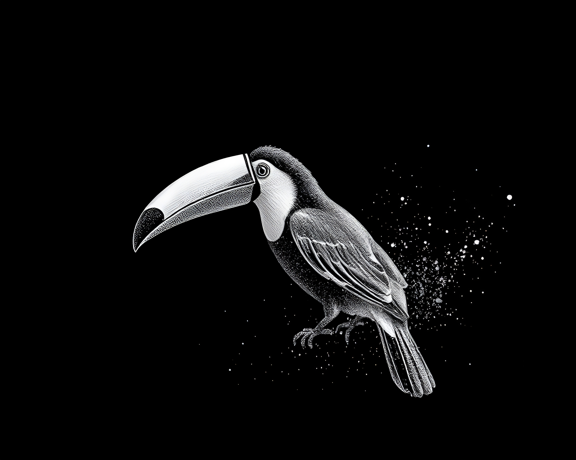 Toucan Bathed in Crosshatched Light with AI Style – free AI stock image