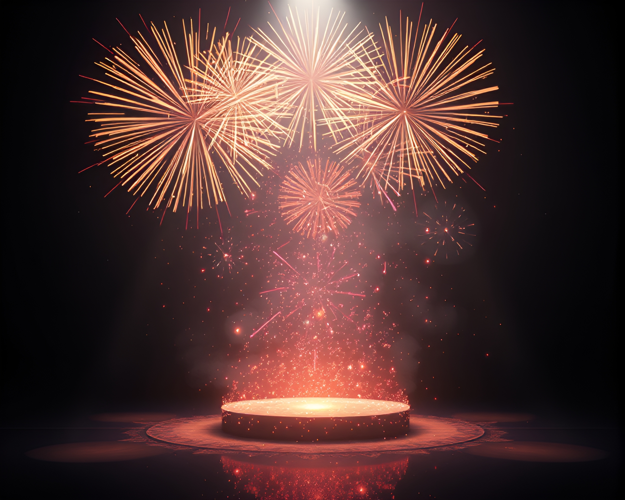 Surreal Crystal Fireworks in Glitching Spotlight – free AI stock image