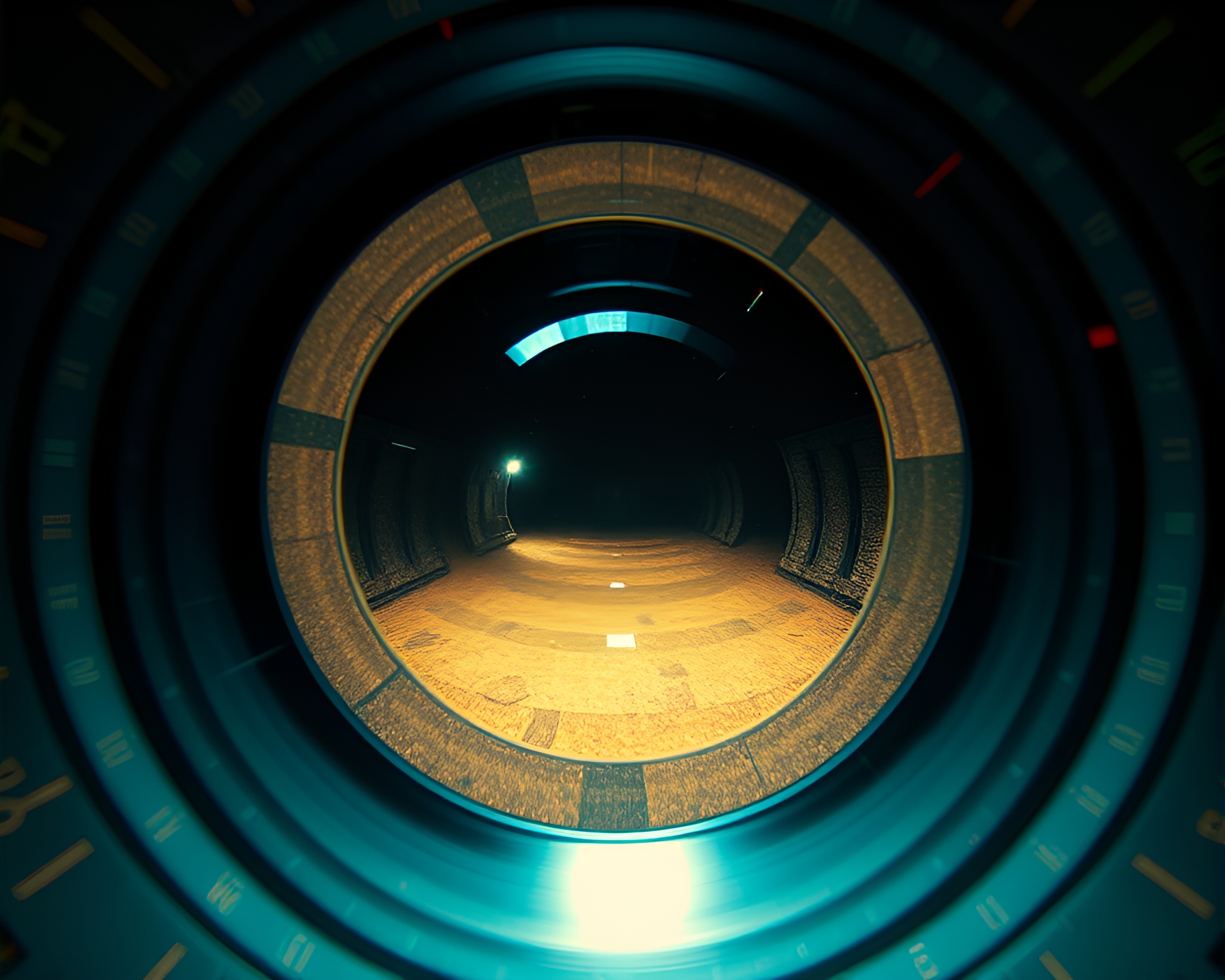 Vintage Telescope POV: AI-inspired CRT Flicker – free AI stock image